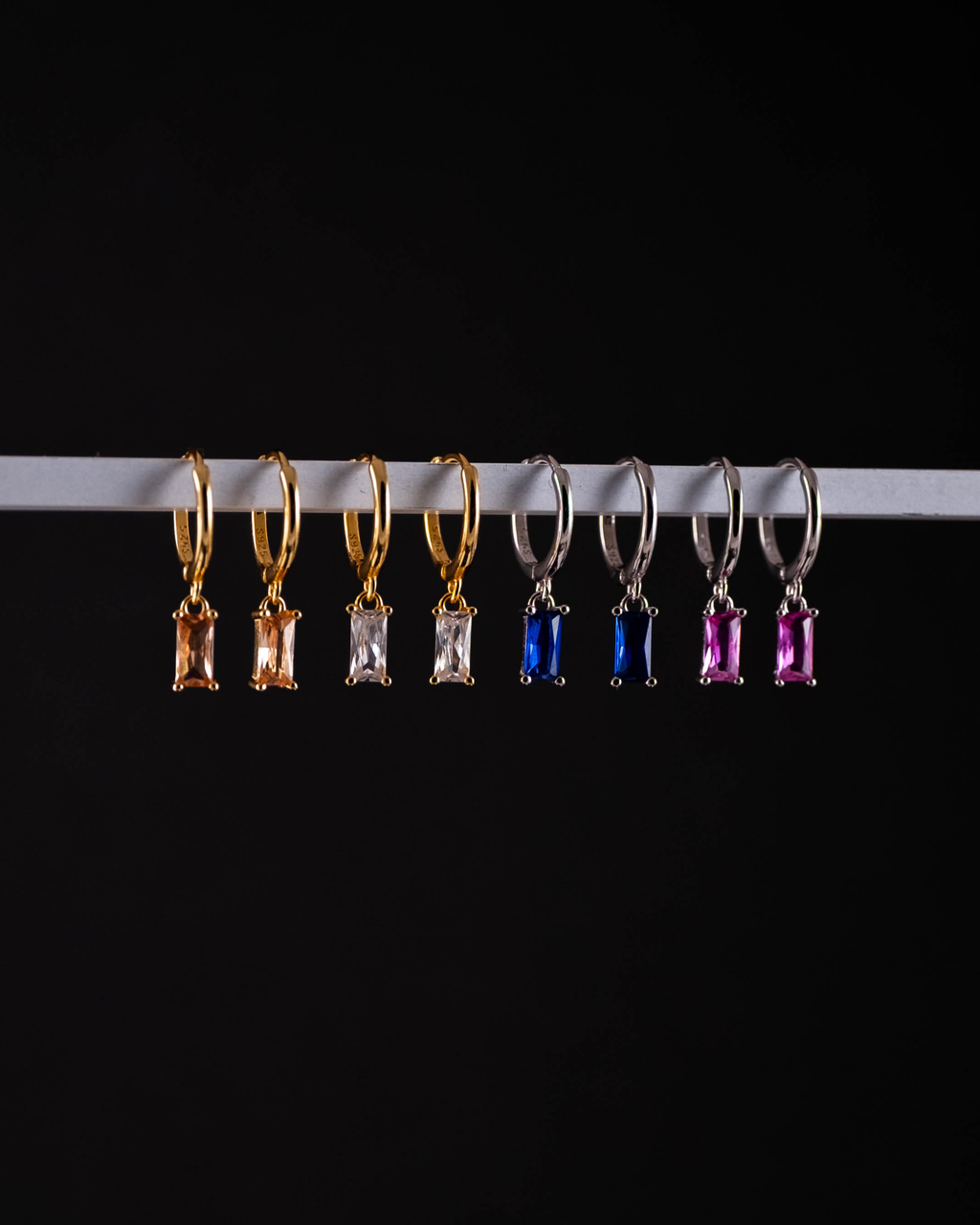 Little Loaf Huggie Earrings - Silver & Royal Blue