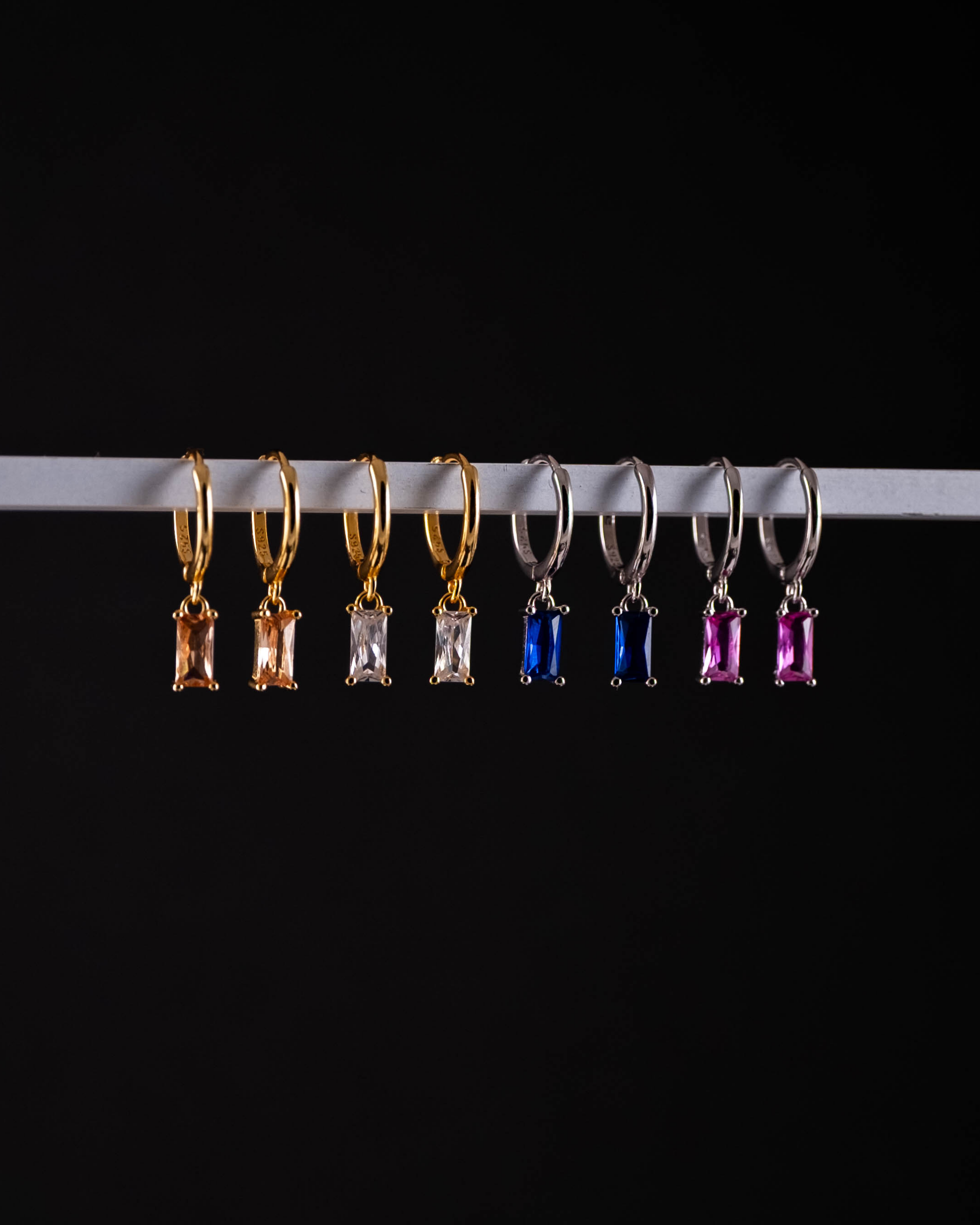 Little Loaf Huggie Earrings - Silver & Royal Blue