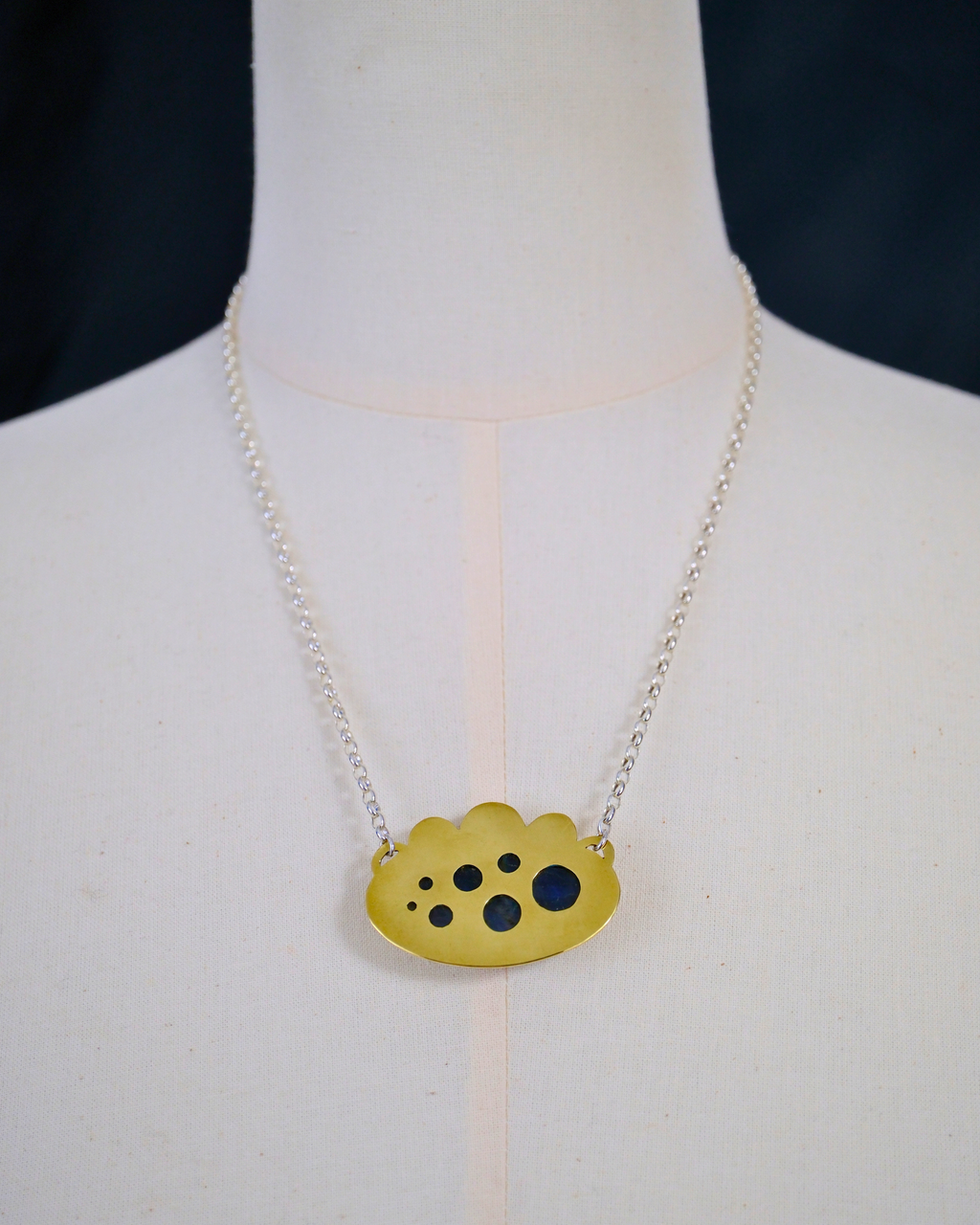 Space Flower Necklace - Silver, Brass & Labradorite