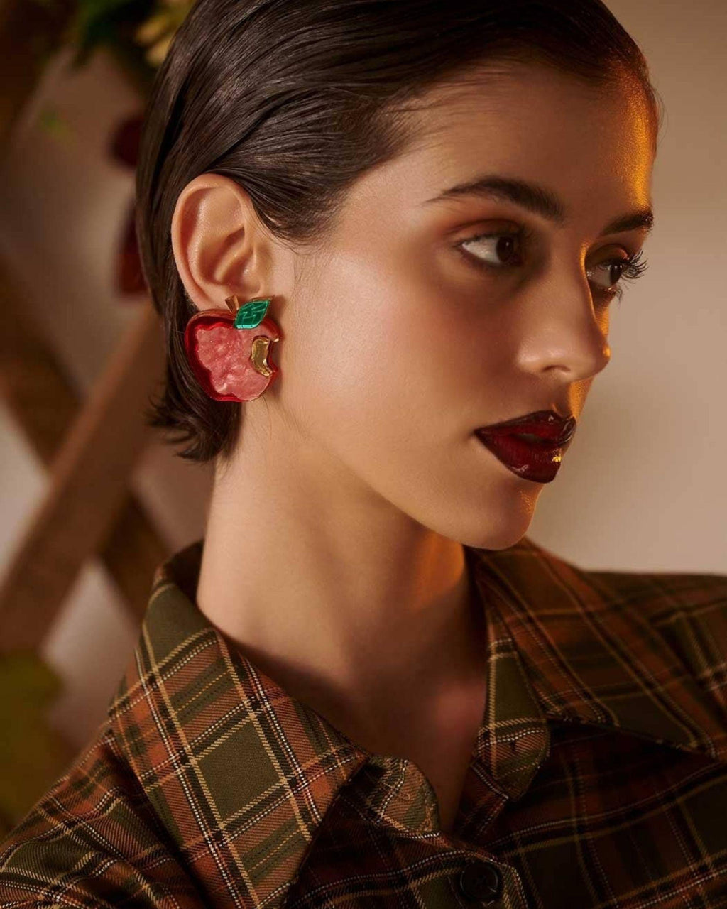Acrylic Statement Stud Earrings - Bitten Apples