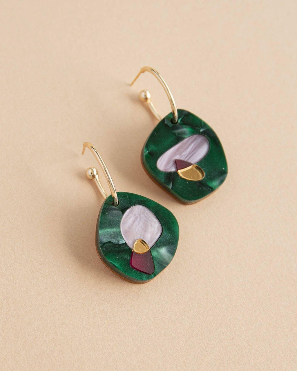 Puddle Hoop Earrings - Teal & Lilac