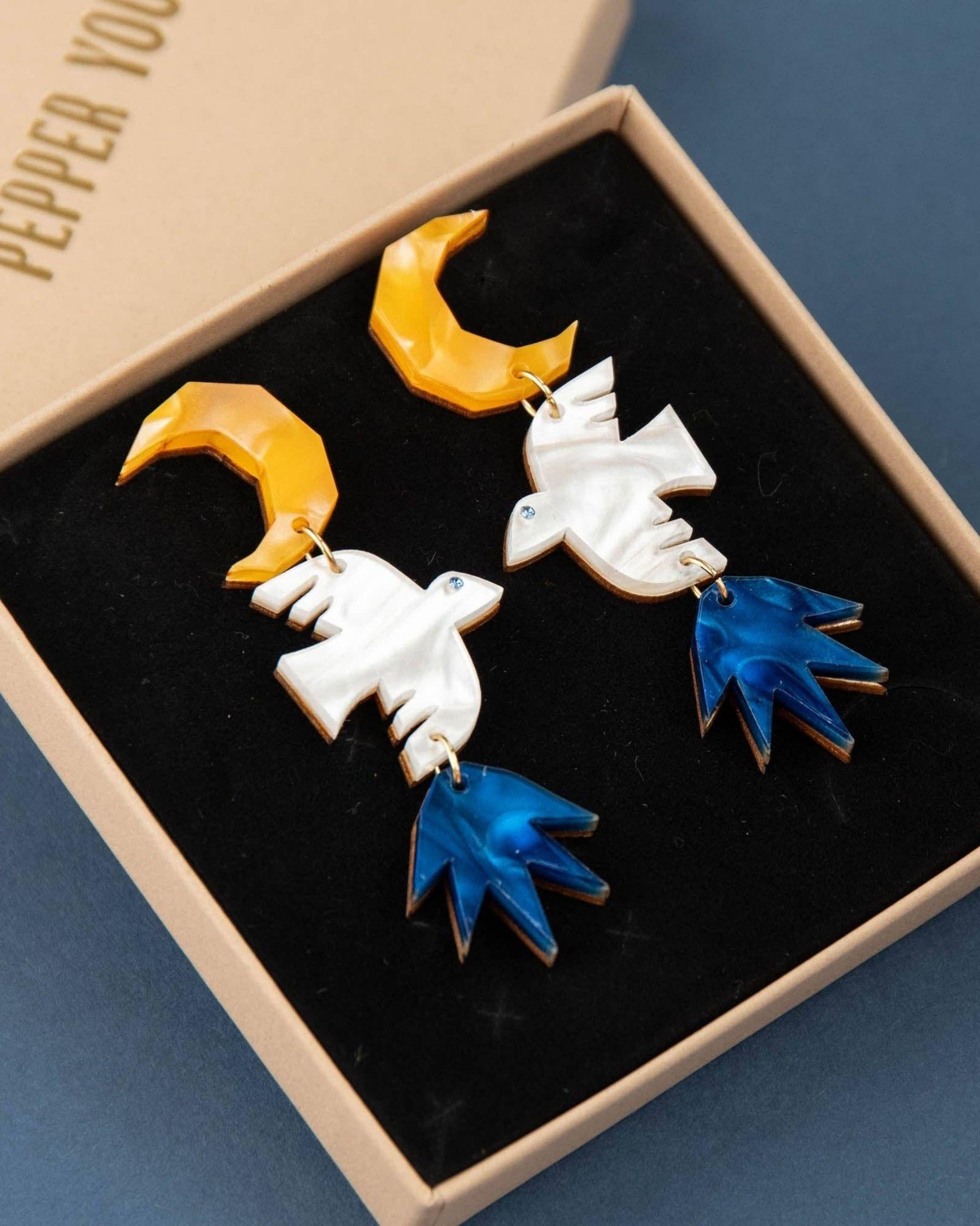 Night Bird Statement Drop Earrings