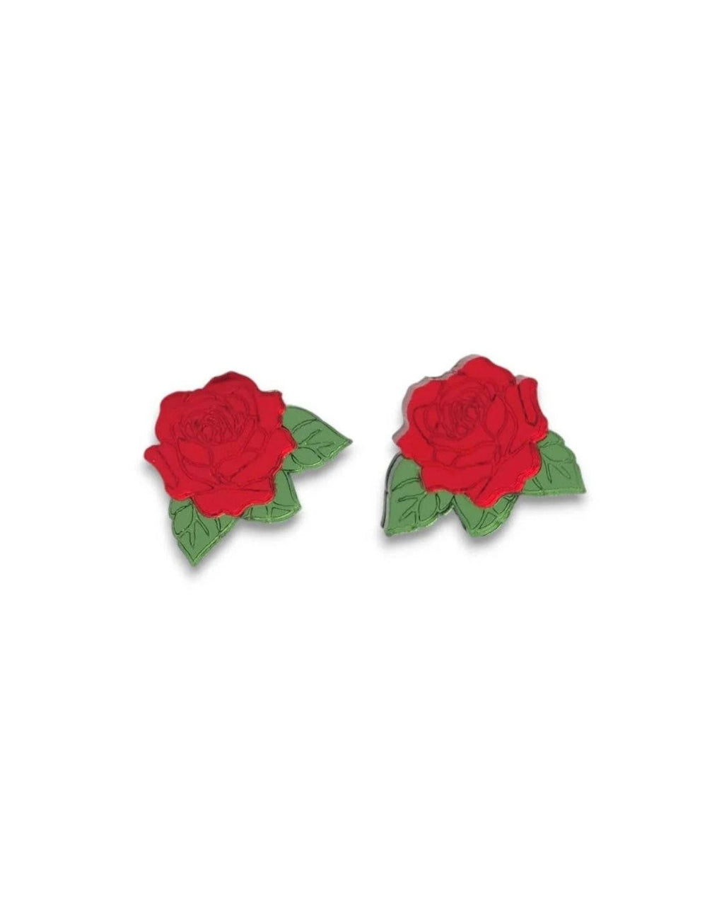 Acrylic Statement Stud Earrings - Rose Memory