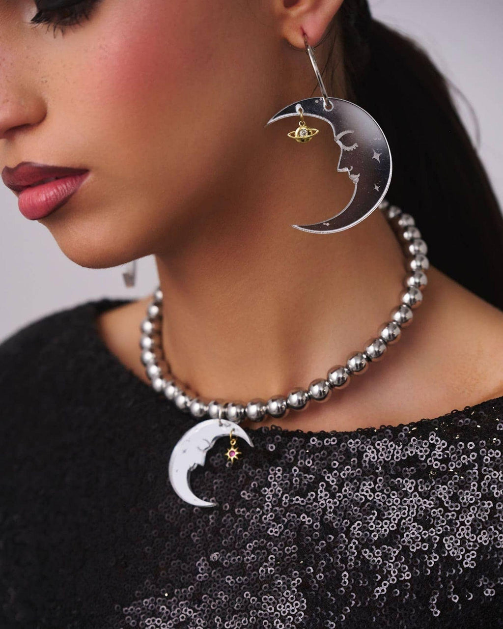 Acrylic Statement Hoop Earrings - Selini Moons