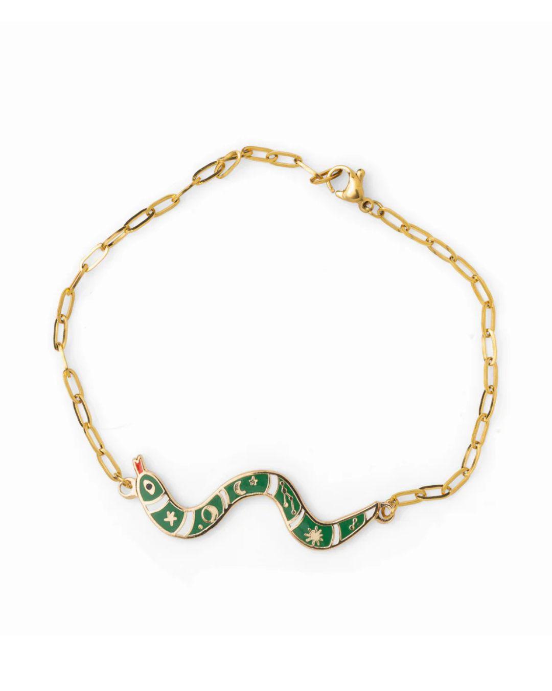 Gold Cloisonné Bracelet - Snake