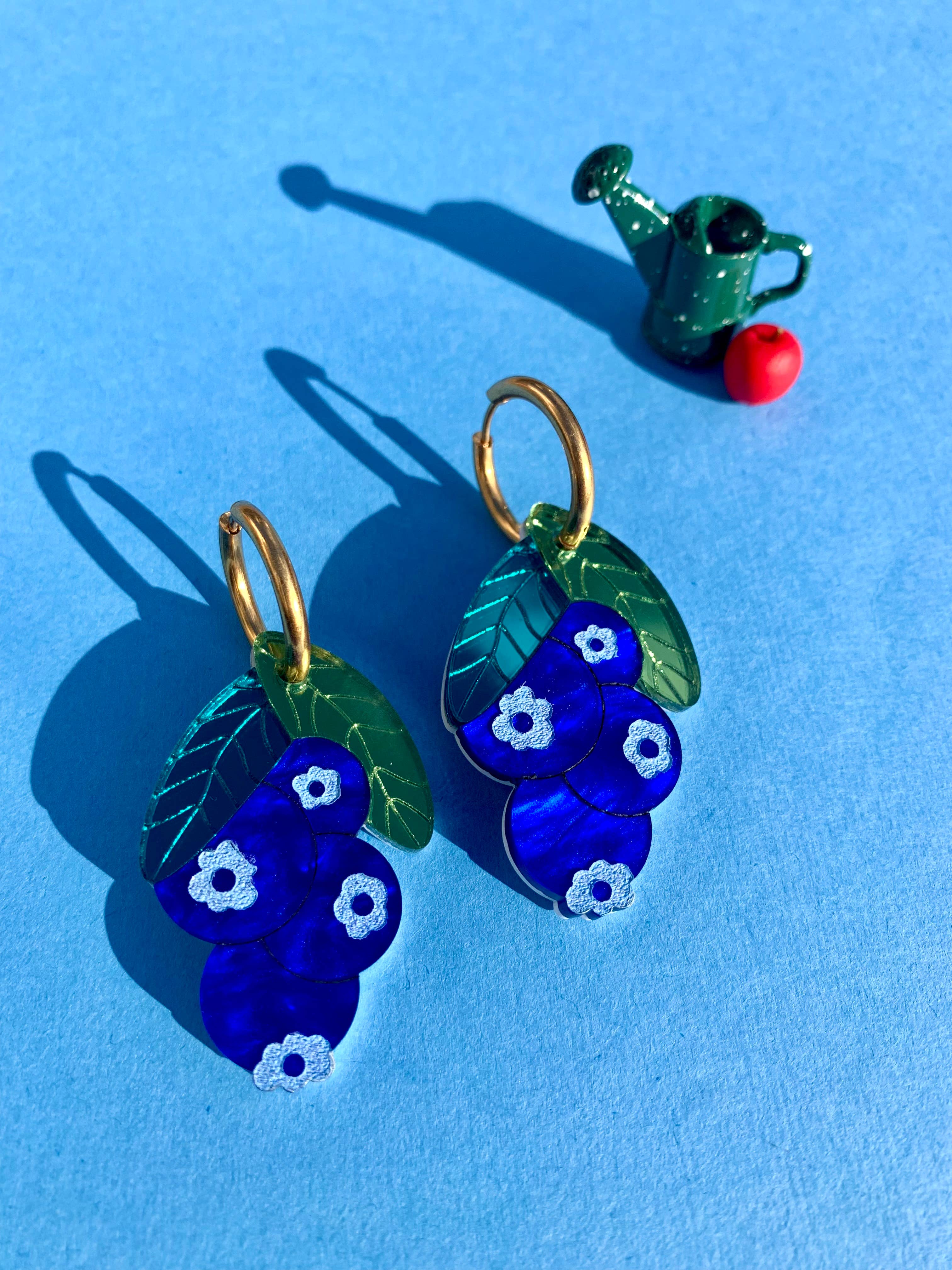 Acrylic Huggie Earrings - Blueberries