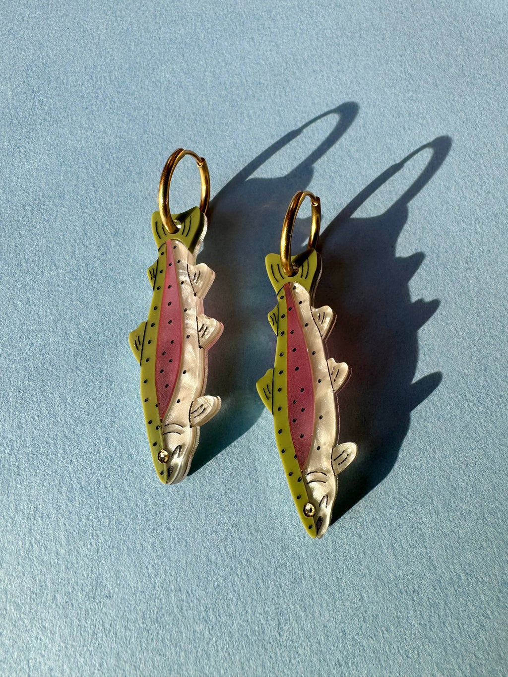 Acrylic Huggie Earrings - Rainbow Trout