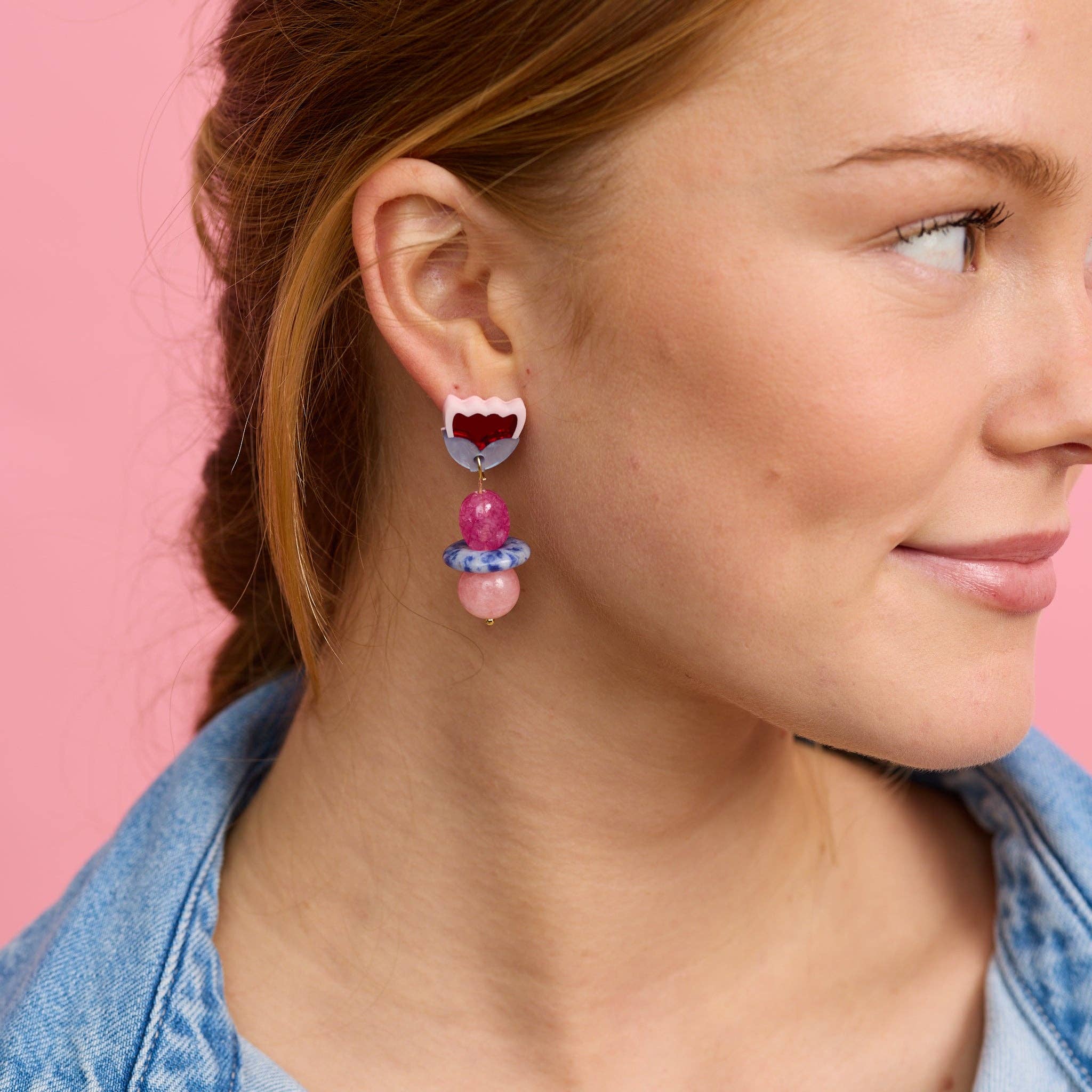 Clio Tulip Earrings - Blue & Plum