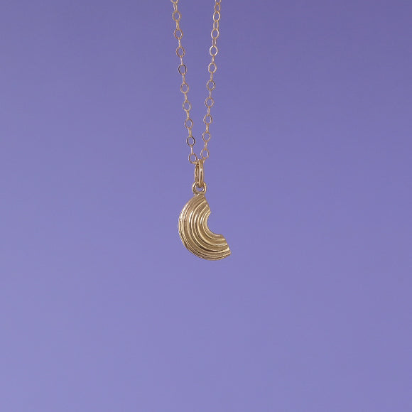 Mini Charming Necklace - Golden Macaroni Elbow Pasta