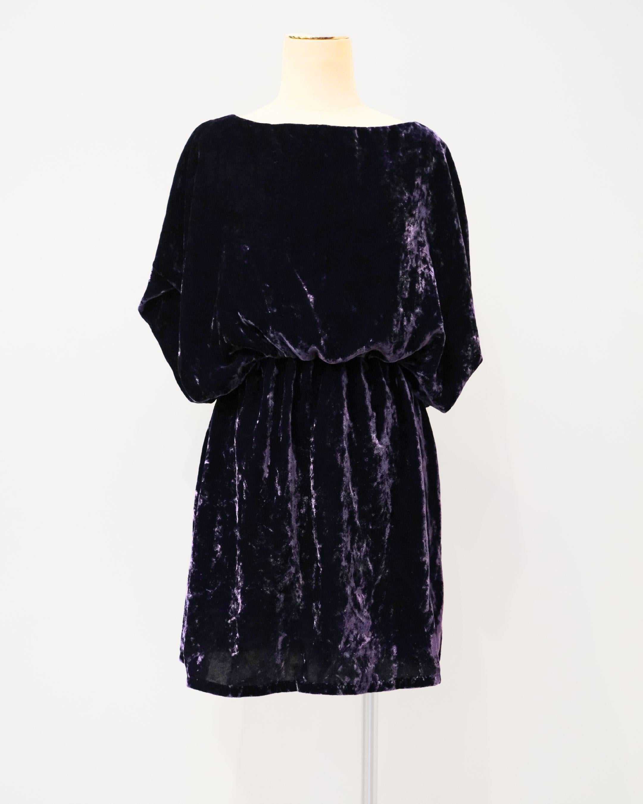 PRE-LOVED / Deryn Schmidt - Velvet Grape Batwing Mini Dress - Sz 12