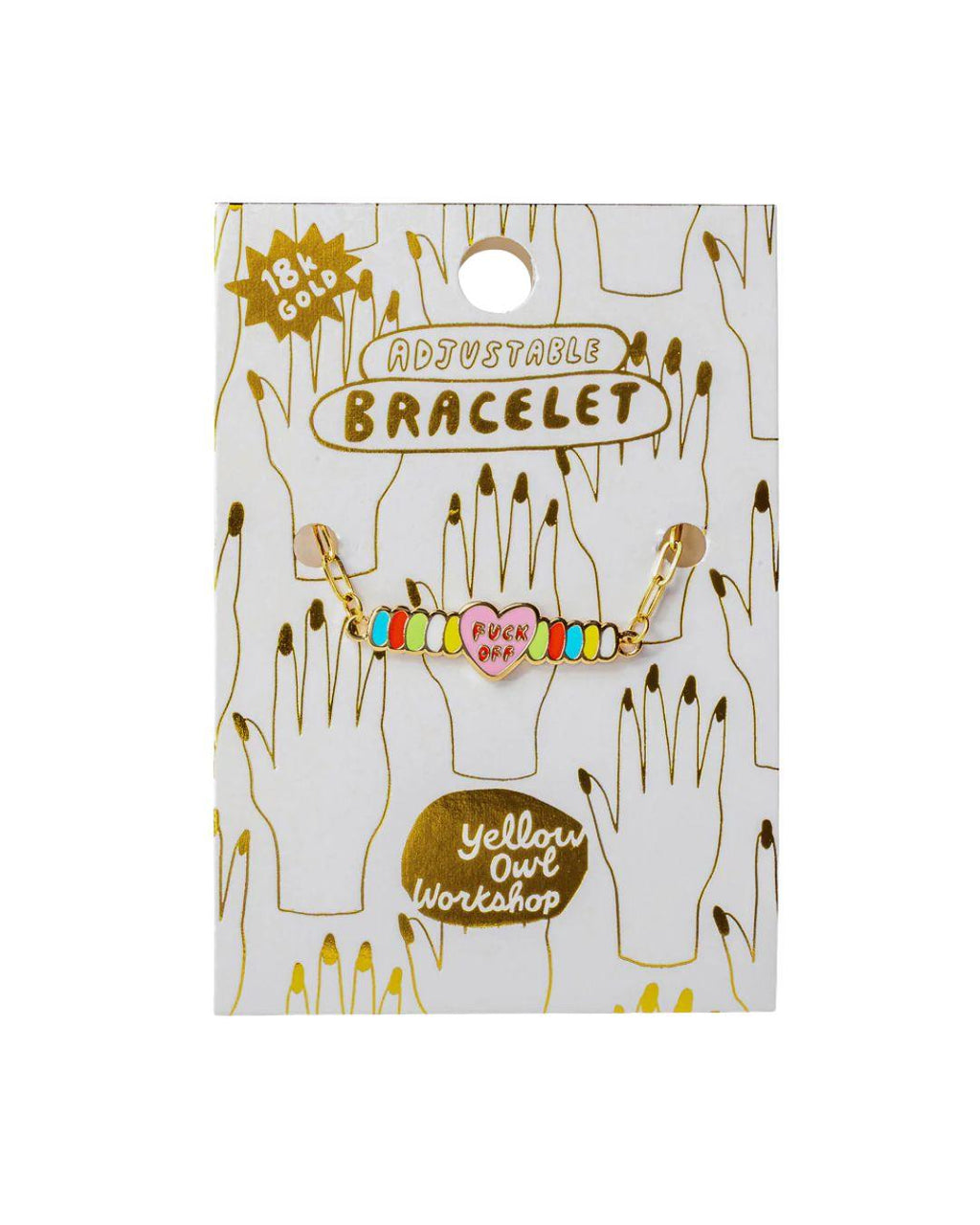 Gold Cloisonné Bracelet - F*ck Off Candy Heart