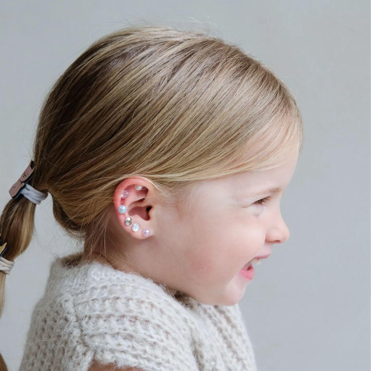 Stick On Earrings - Pink Gem & Pearl