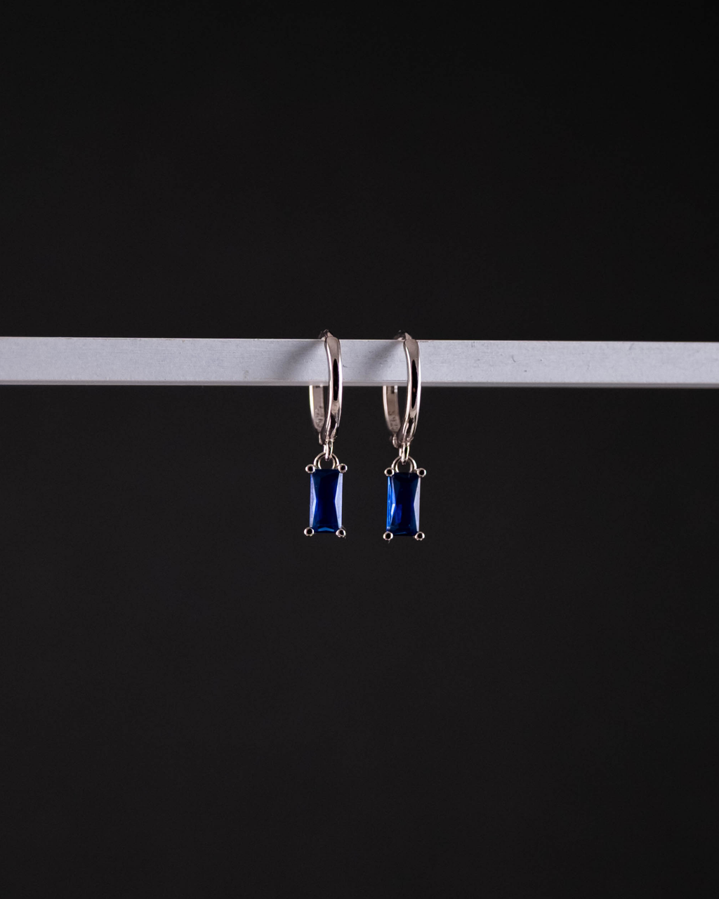 Little Loaf Huggie Earrings - Silver & Royal Blue