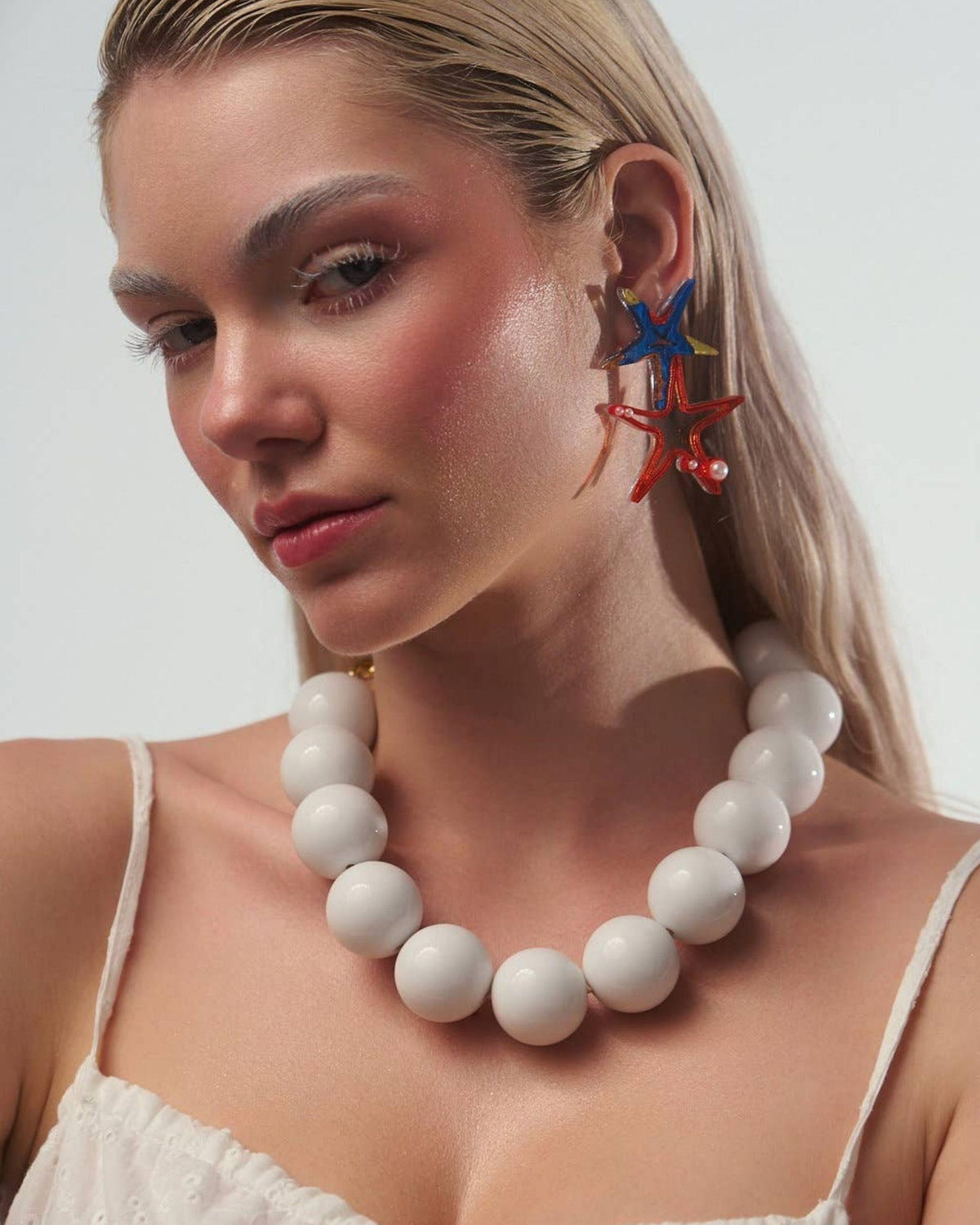 Statement Bead Necklace - Milk