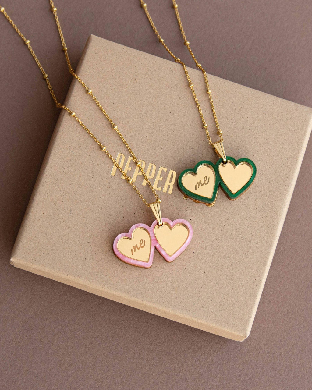 I Heart Me Open Locket Necklace - Pink & Gold