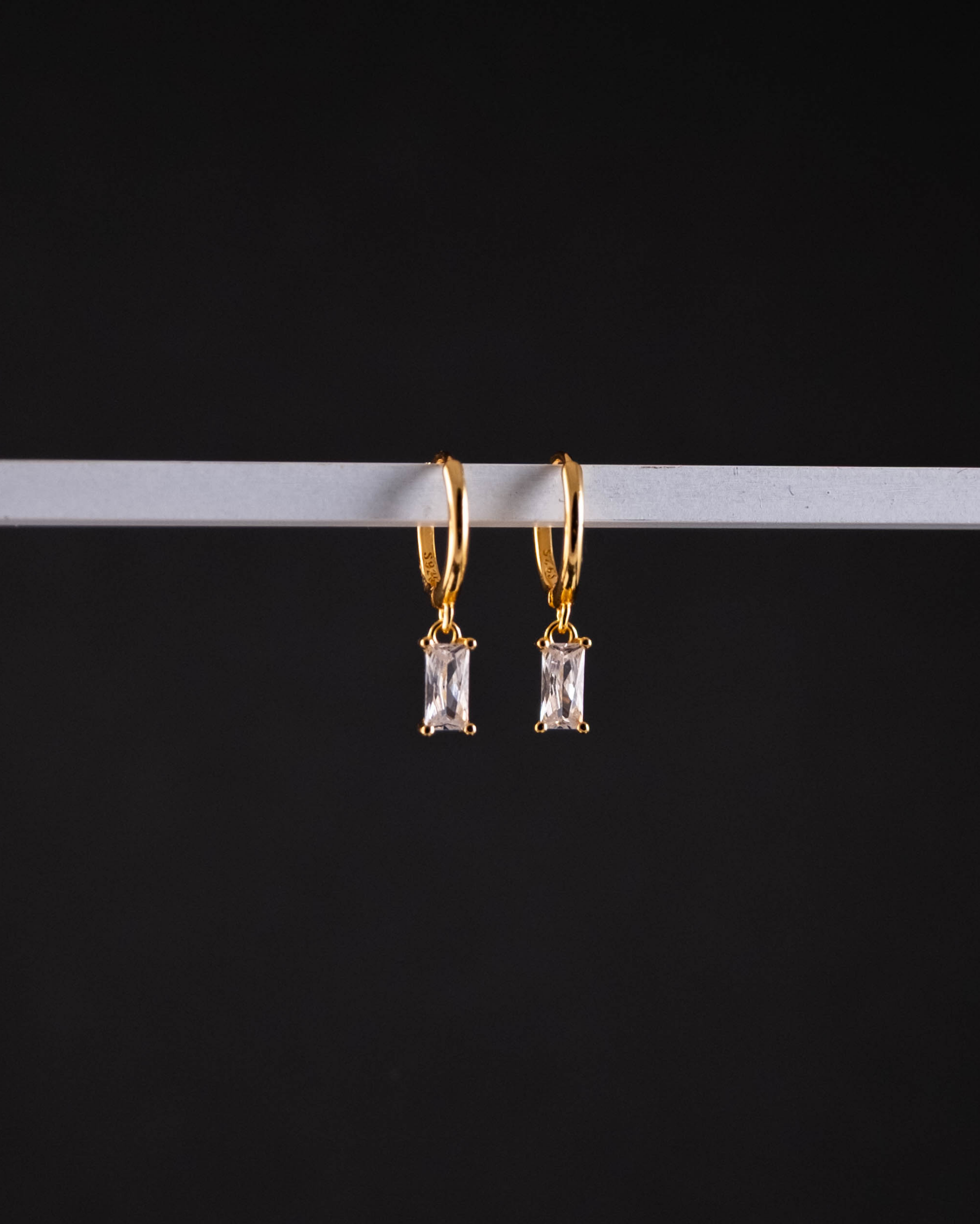 Little Loaf Huggie Earrings - Gold & Ice