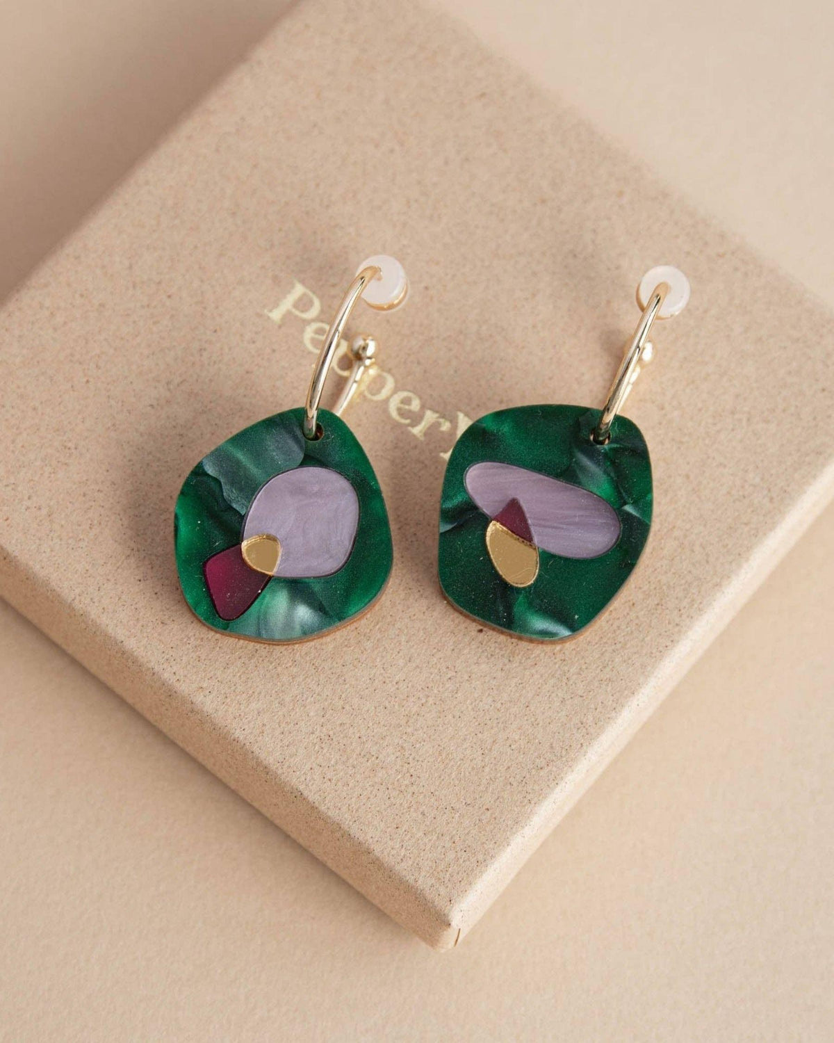 Puddle Hoop Earrings - Teal & Lilac