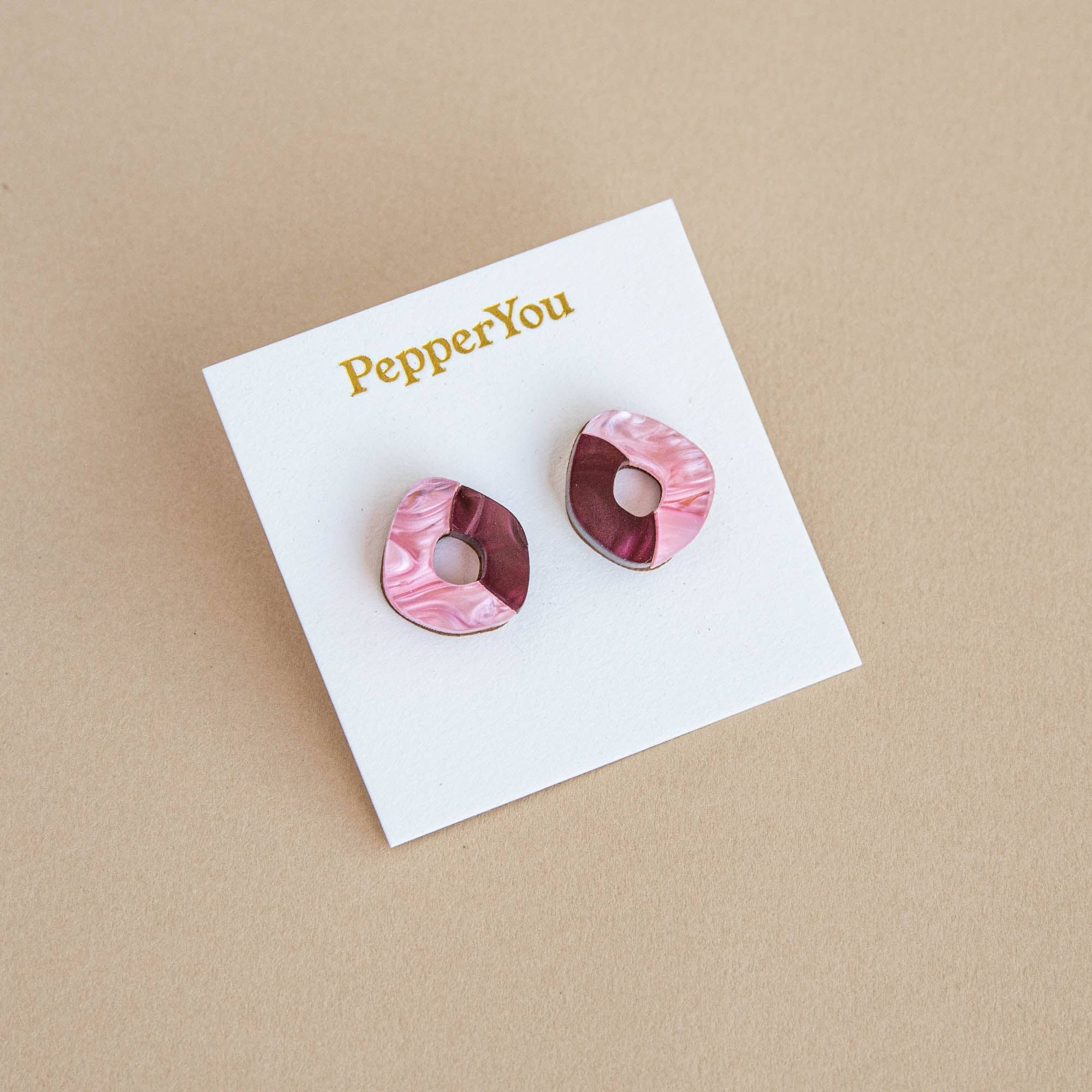 'Oh' Stud Earrings - Teal & Lilac