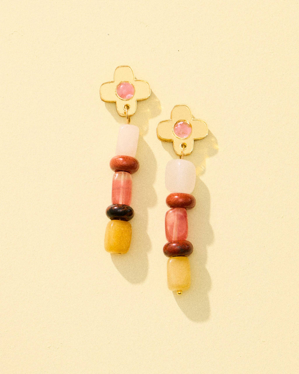 Madeline Flower Beaded Earrings - Gold