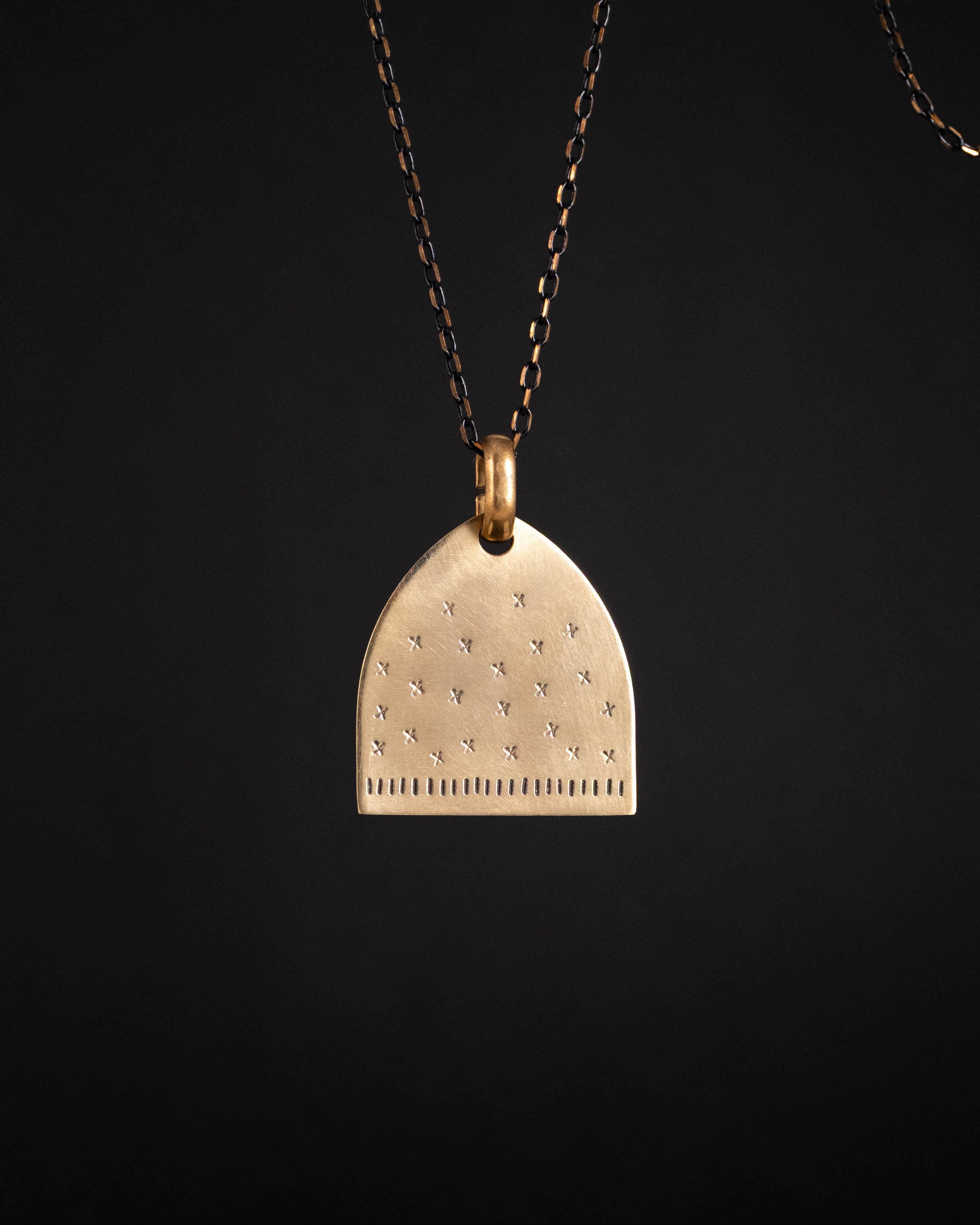 X Tag Pendant Necklace - Brass