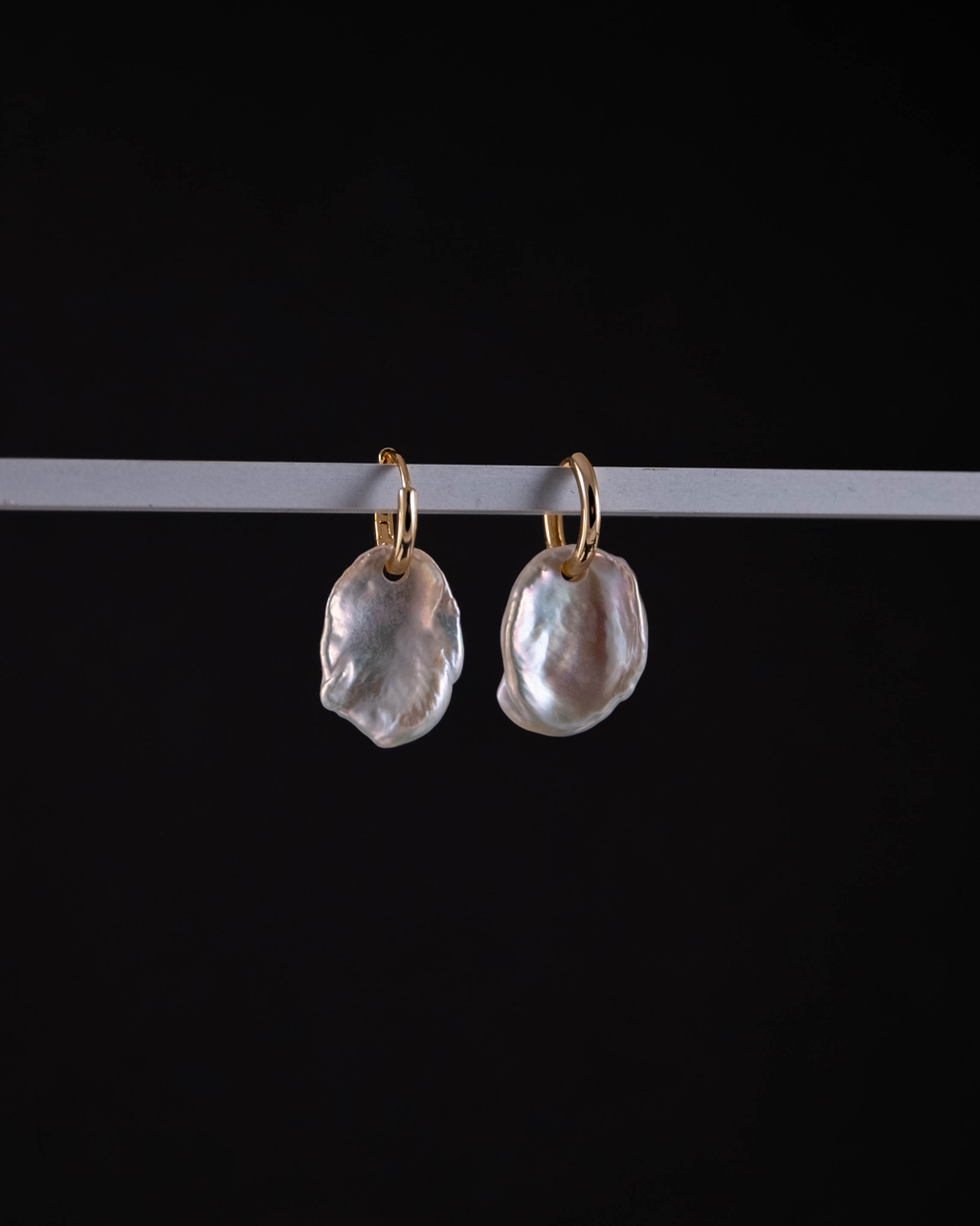 Freeform Freshwater Pearl Huggie Earrings - Gold