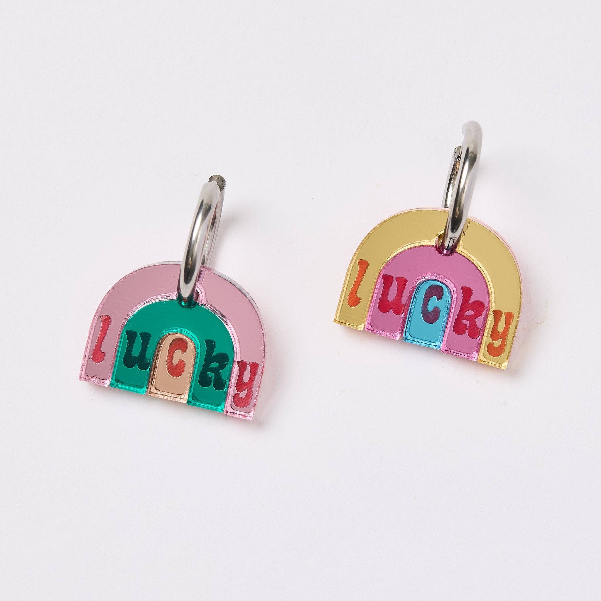 Lucky Rainbow Hoop Earrings - Gold