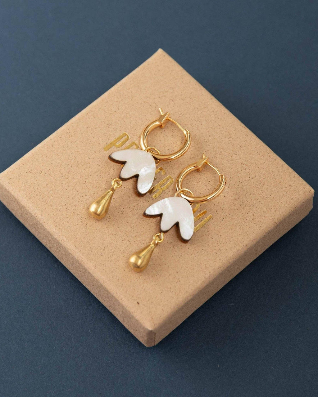Petal Drop Hoop Earrings - Mother of Pearl Veneer