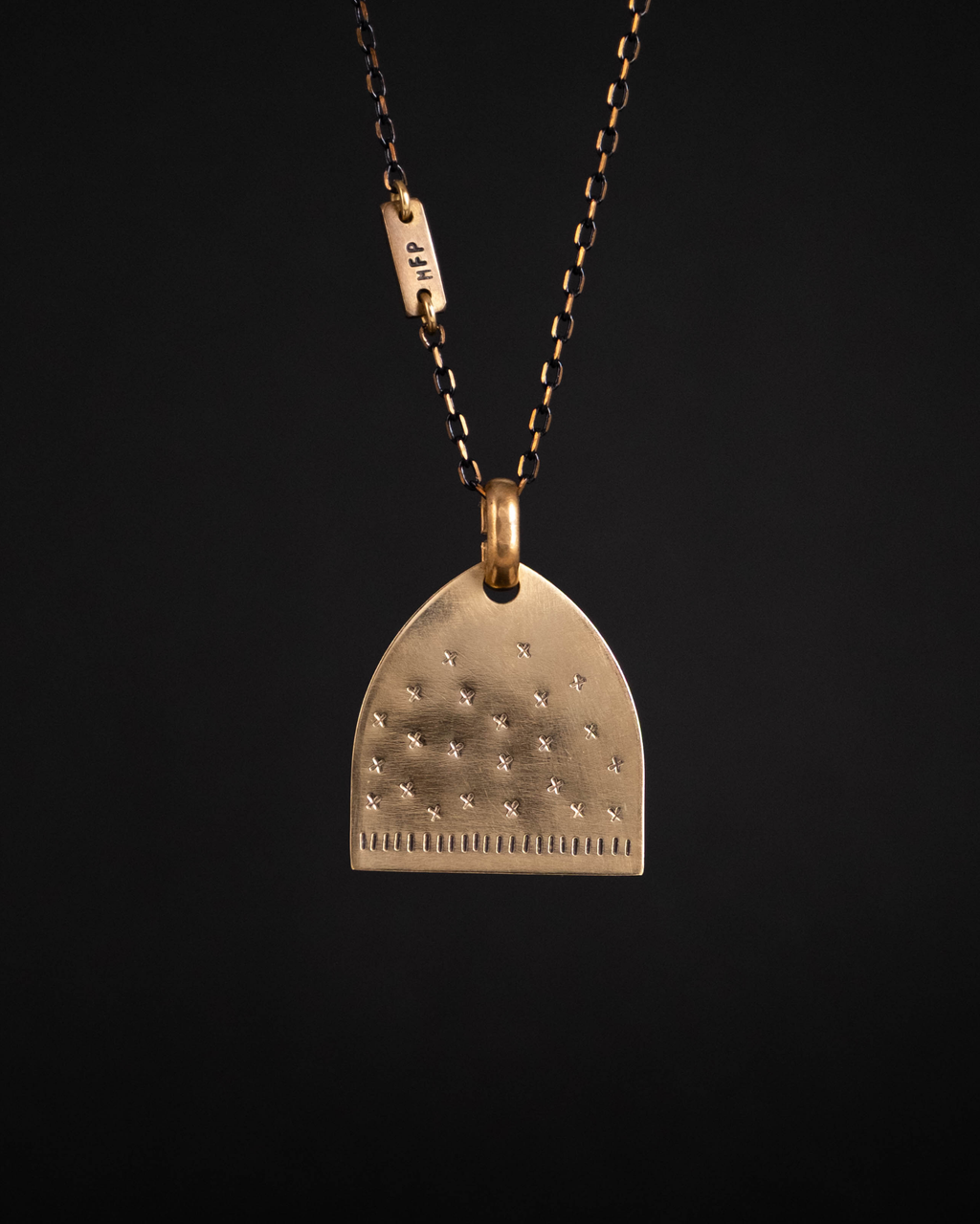 X Tag Pendant Necklace - Brass
