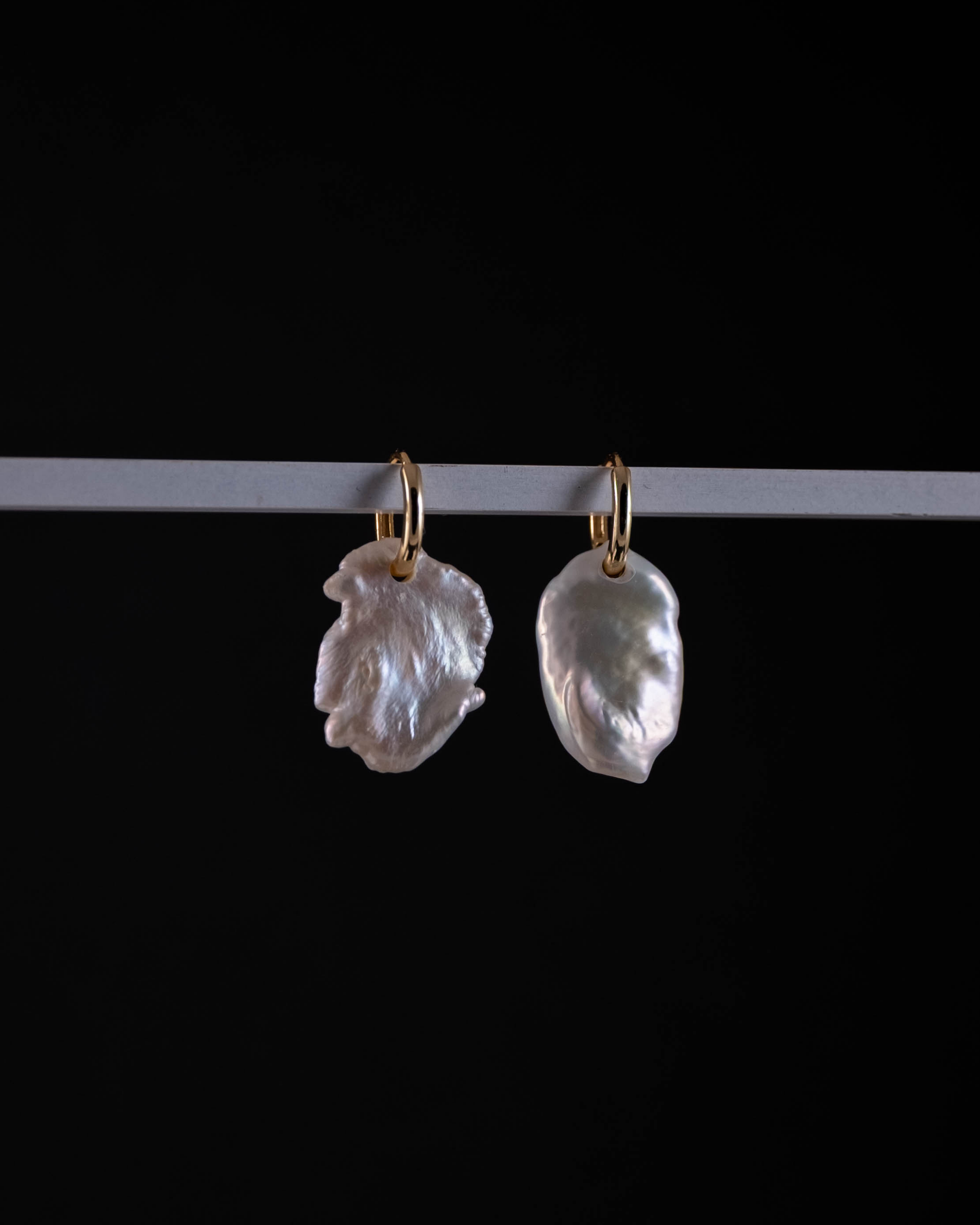 Freeform Freshwater Pearl Huggie Earrings - Gold
