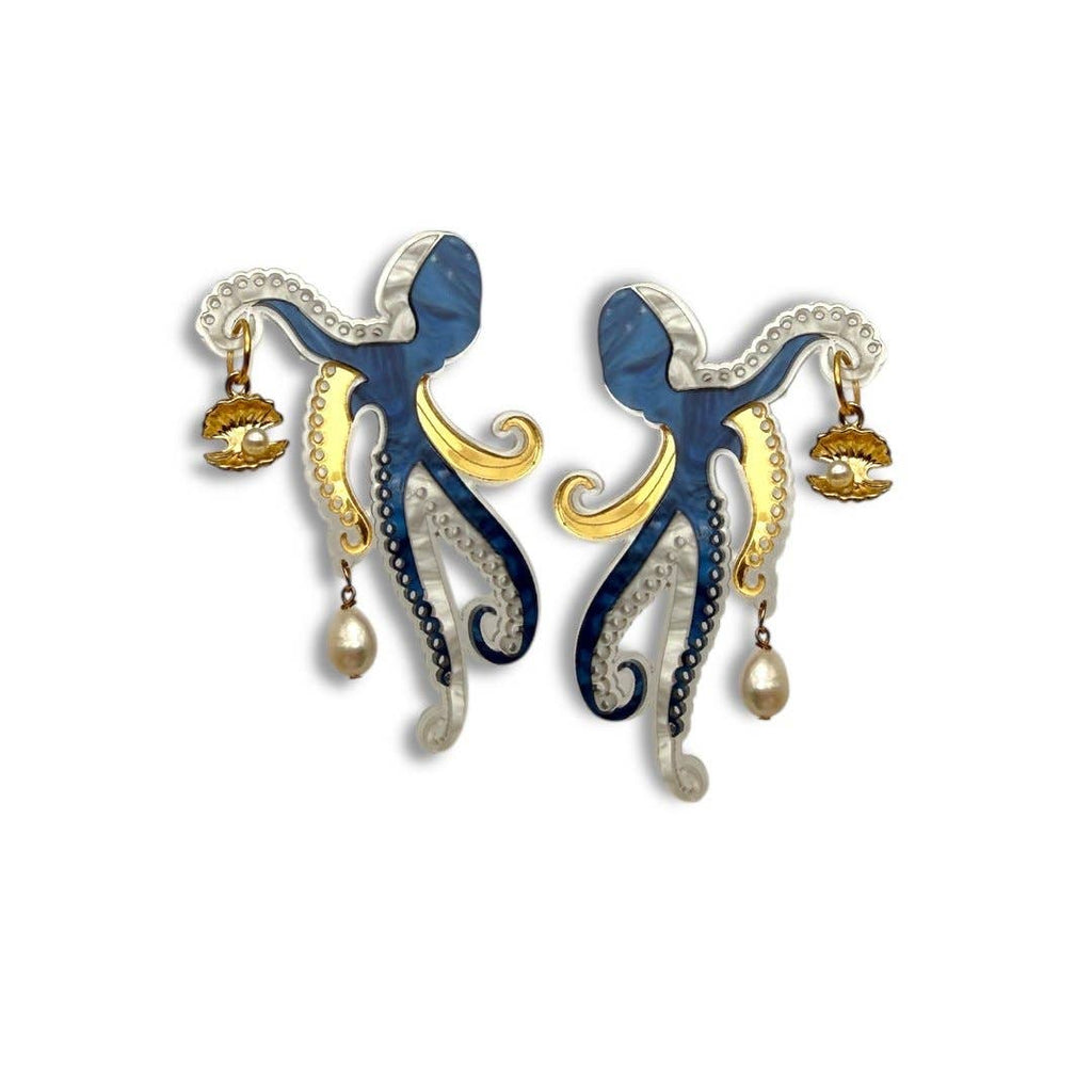 Acrylic Statement Stud Earrings - Octopussy