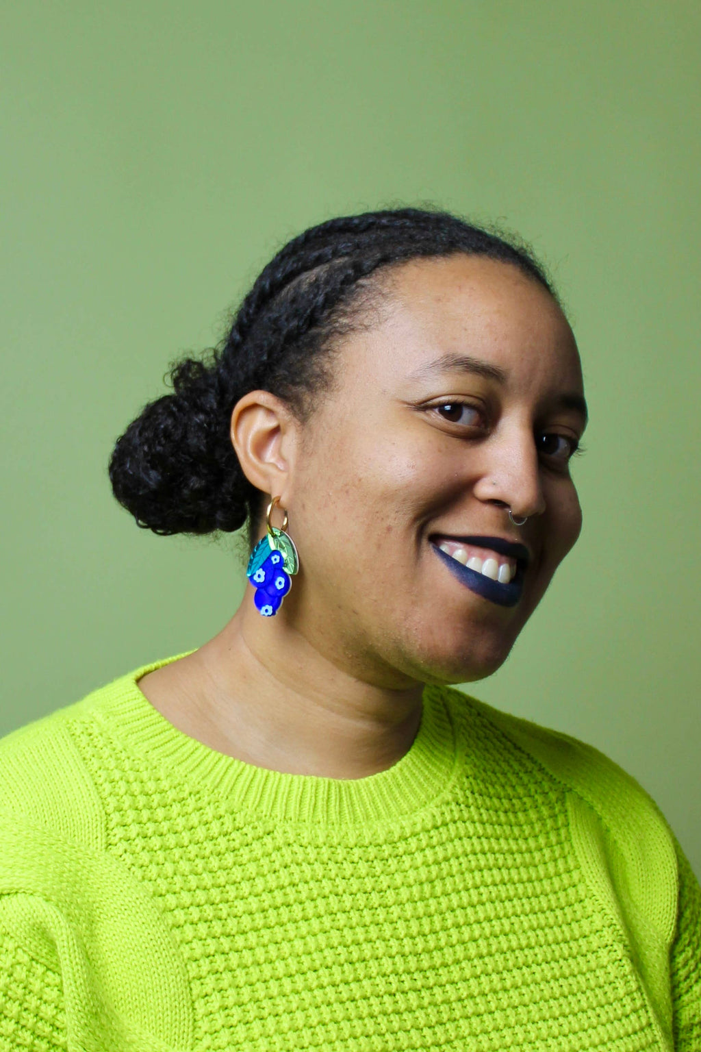 Acrylic Huggie Earrings - Blueberries