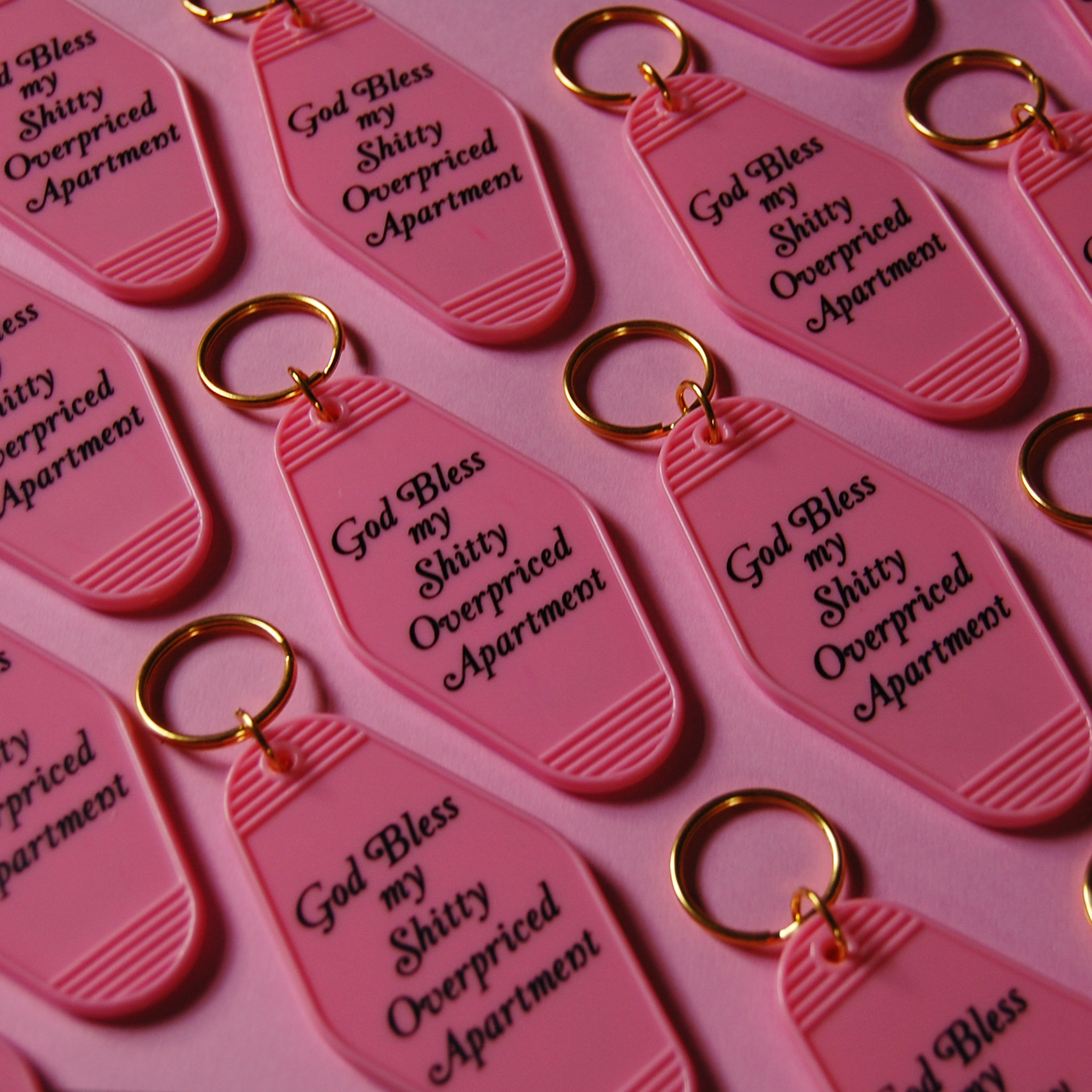 Vintage Motel Keyring - God Bless my Shitty Apartment