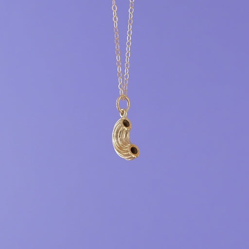 Mini Charming Necklace - Golden Macaroni Elbow Pasta