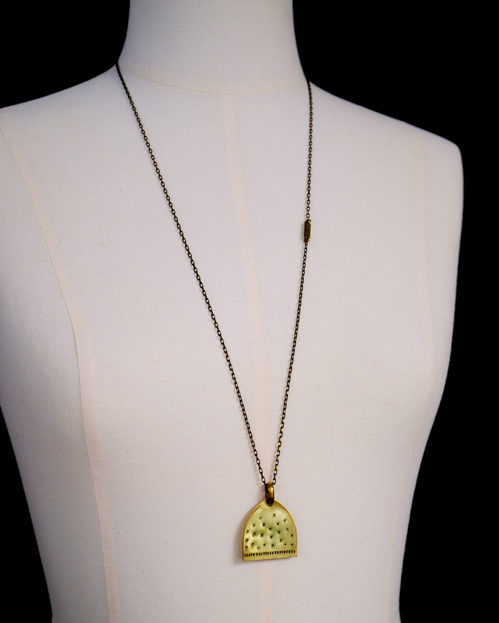 X Tag Pendant Necklace - Brass