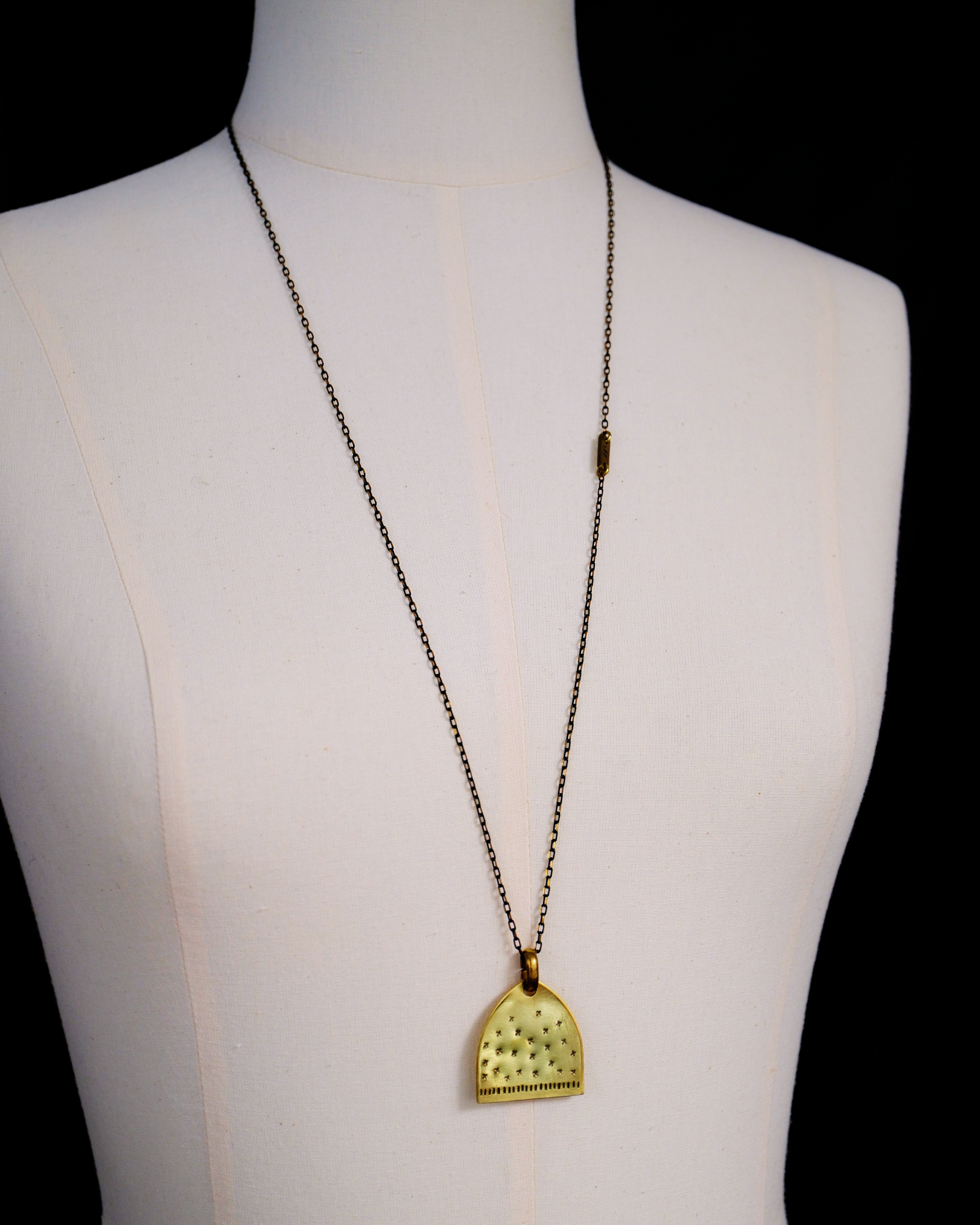 X Tag Pendant Necklace - Brass