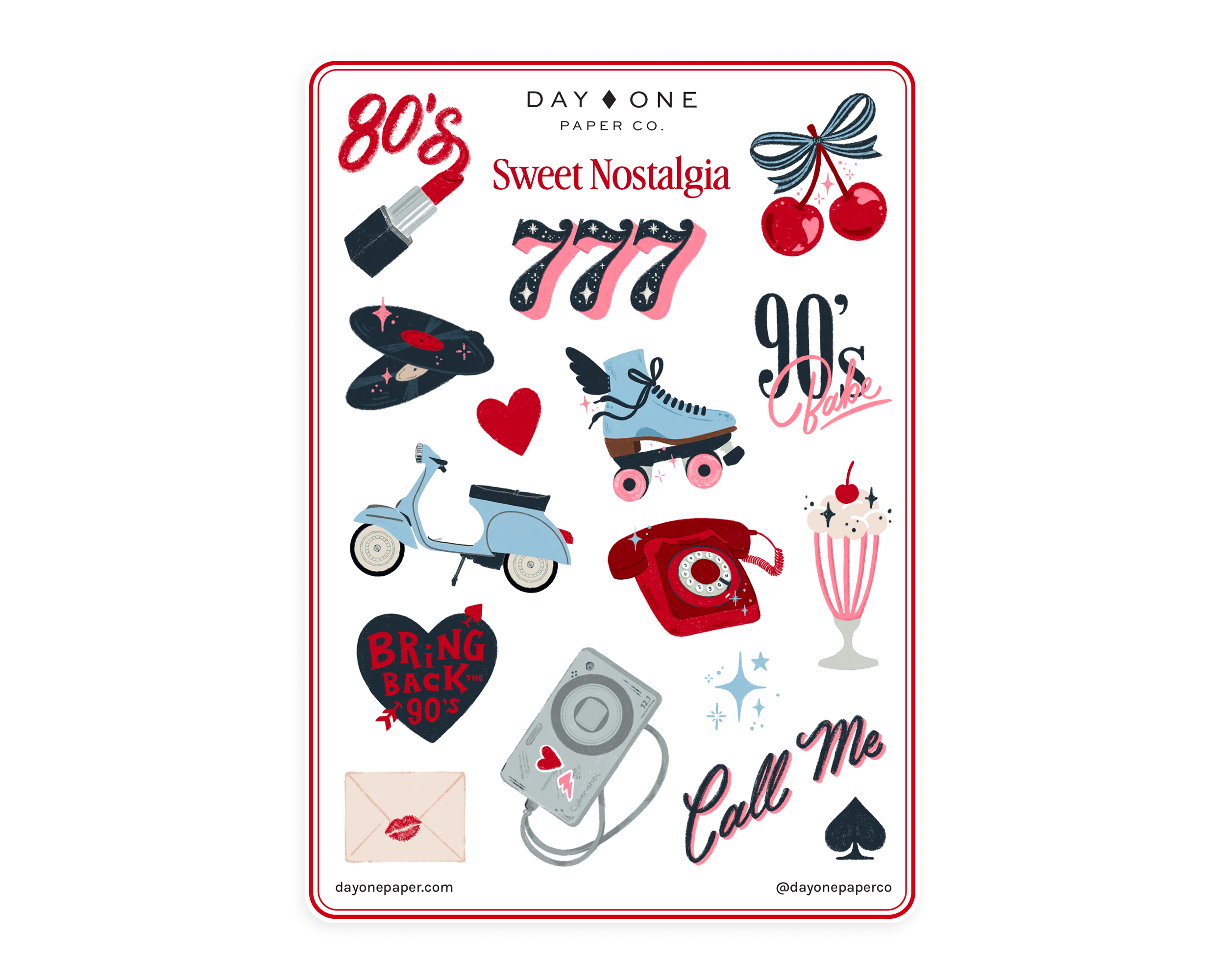 Matte Vinyl Sticker Sheet - Sweet 90s Nostalgia