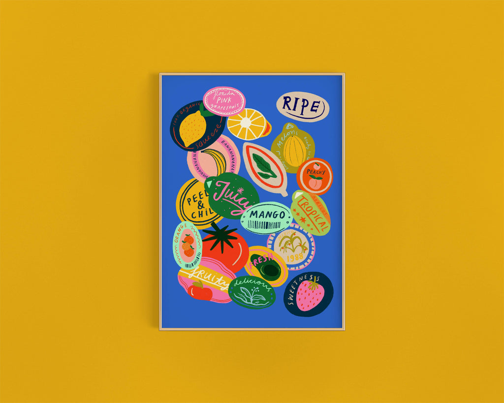 A3 Art Print - Fruit Stickers Collection