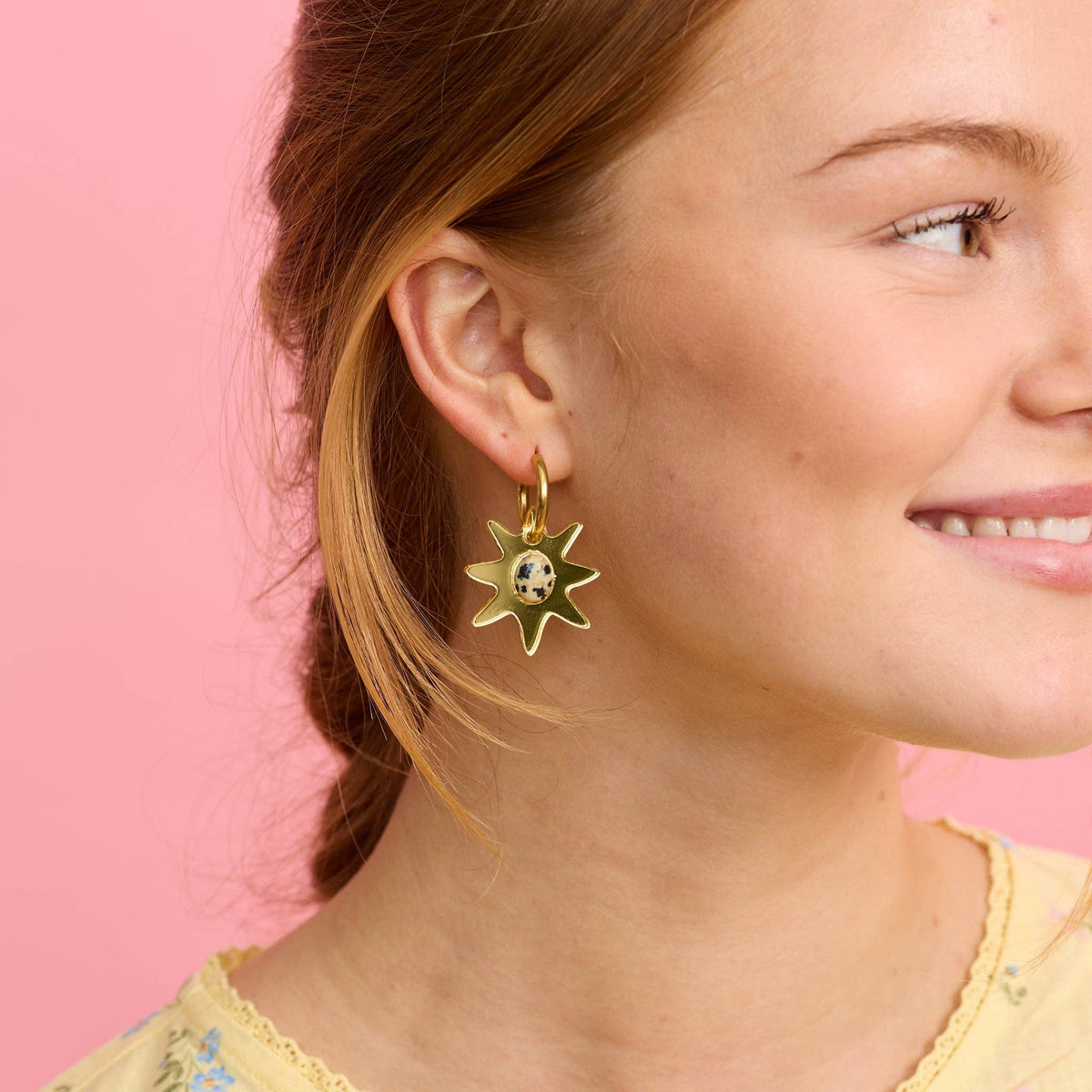 Hera Sunburst Hoop Earrings - Silver