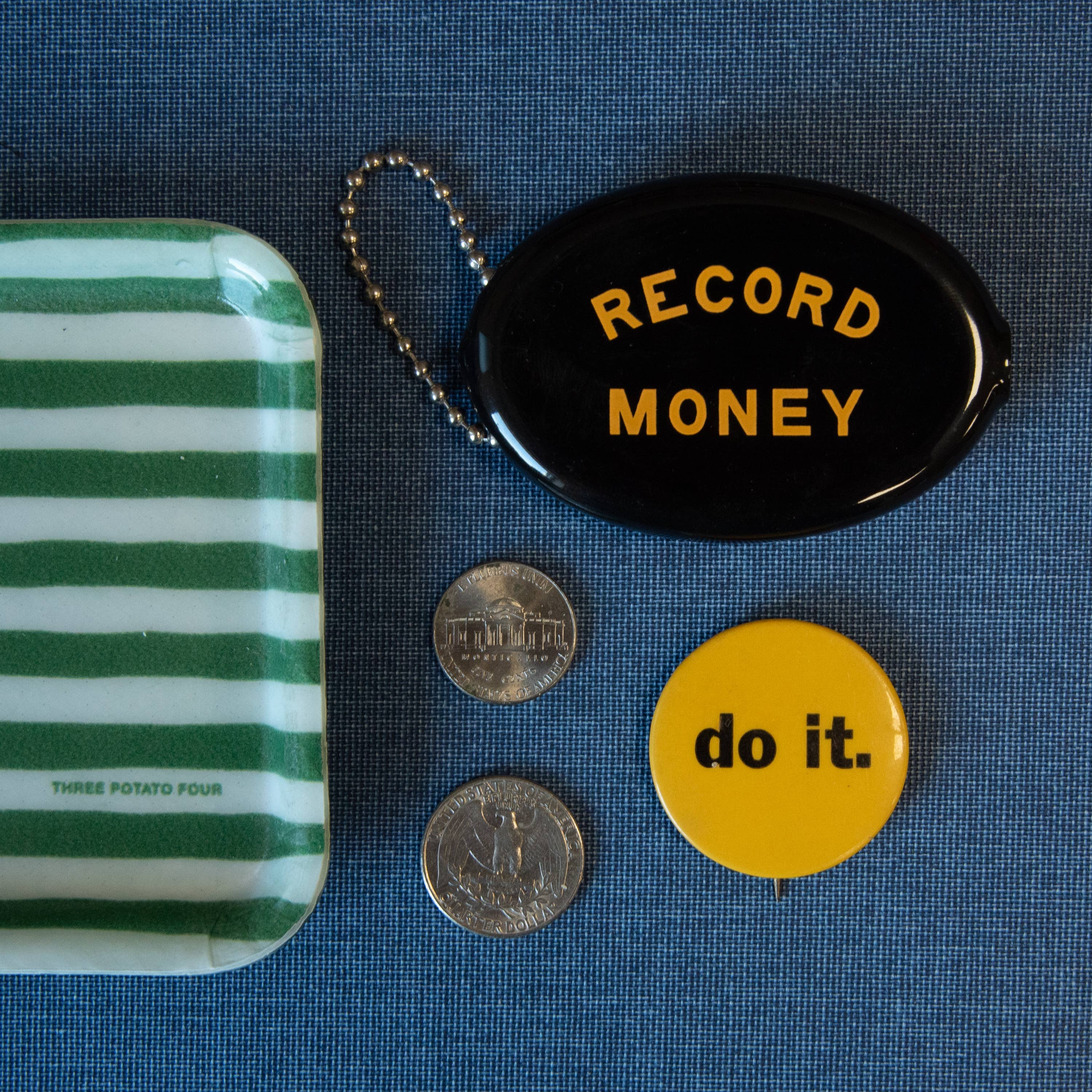 Coin Keyring Pouch - Record Money (Black)