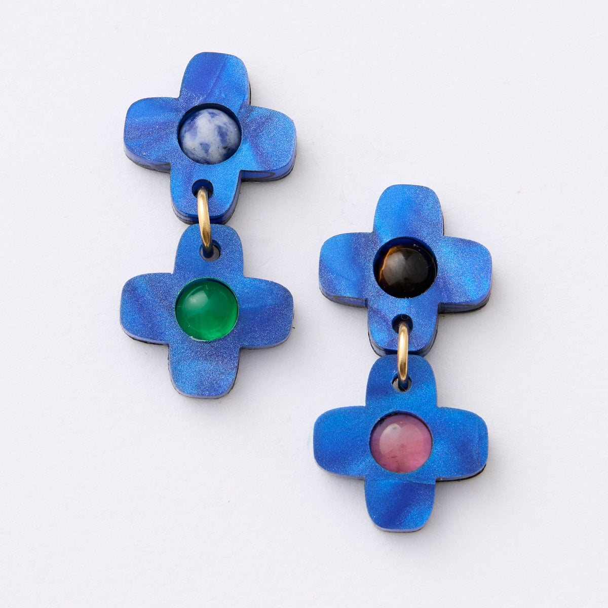 Hecate Flower Earrings - Cobalt