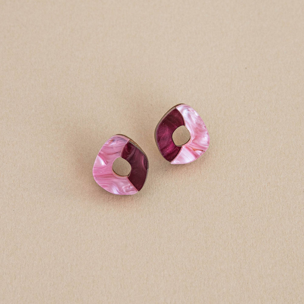 'Oh' Stud Earrings - Teal & Lilac