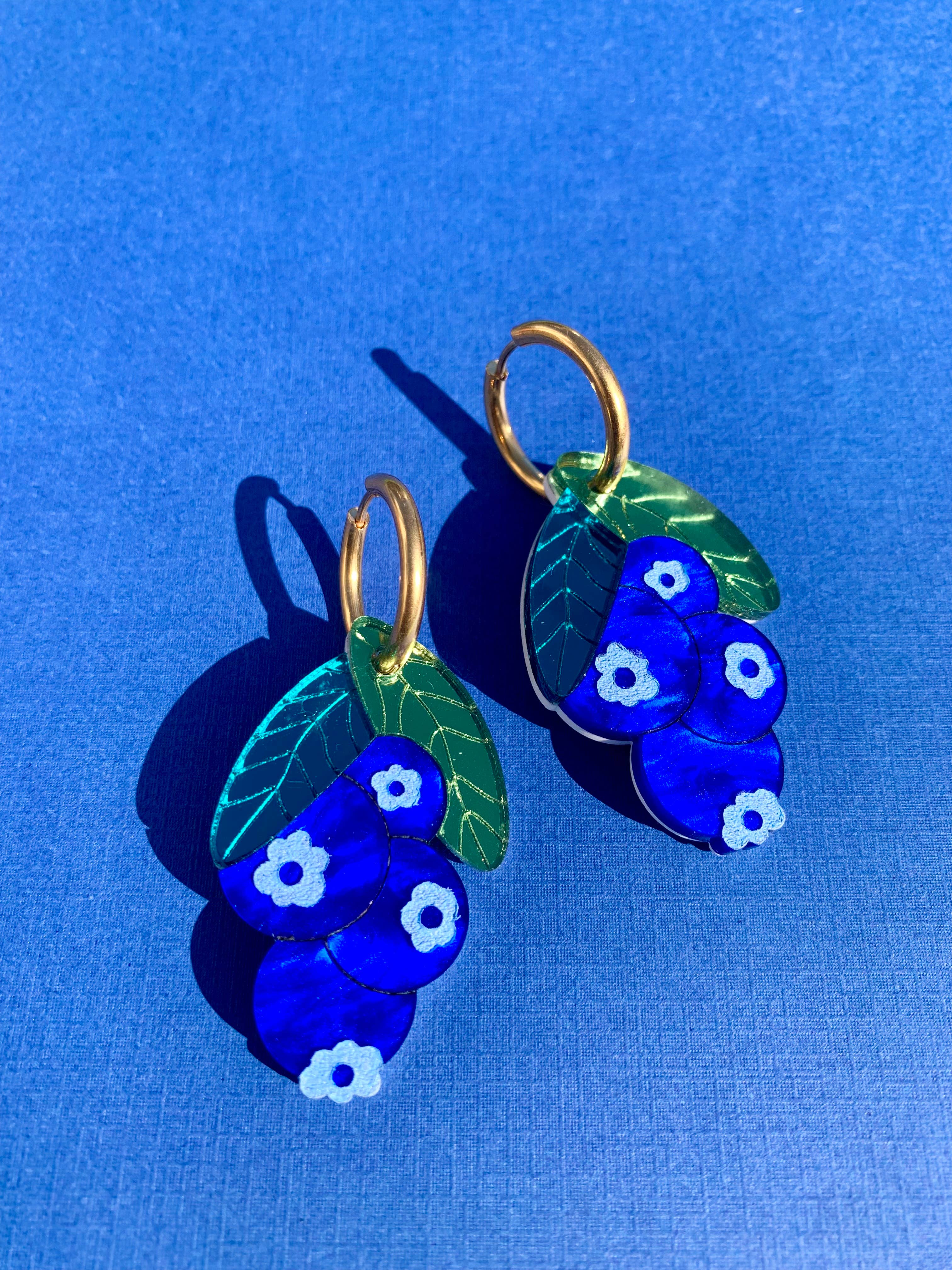 Acrylic Huggie Earrings - Blueberries