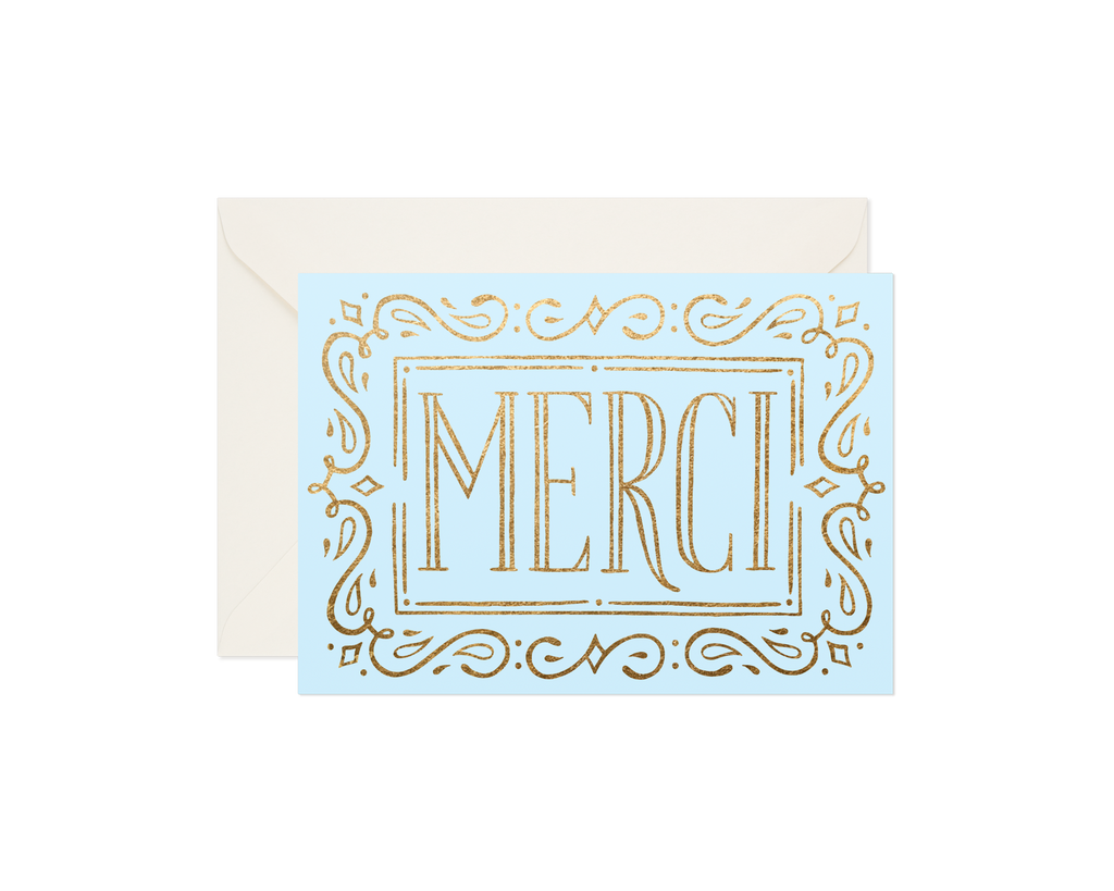 Thank You Card - Merci Gold-foil