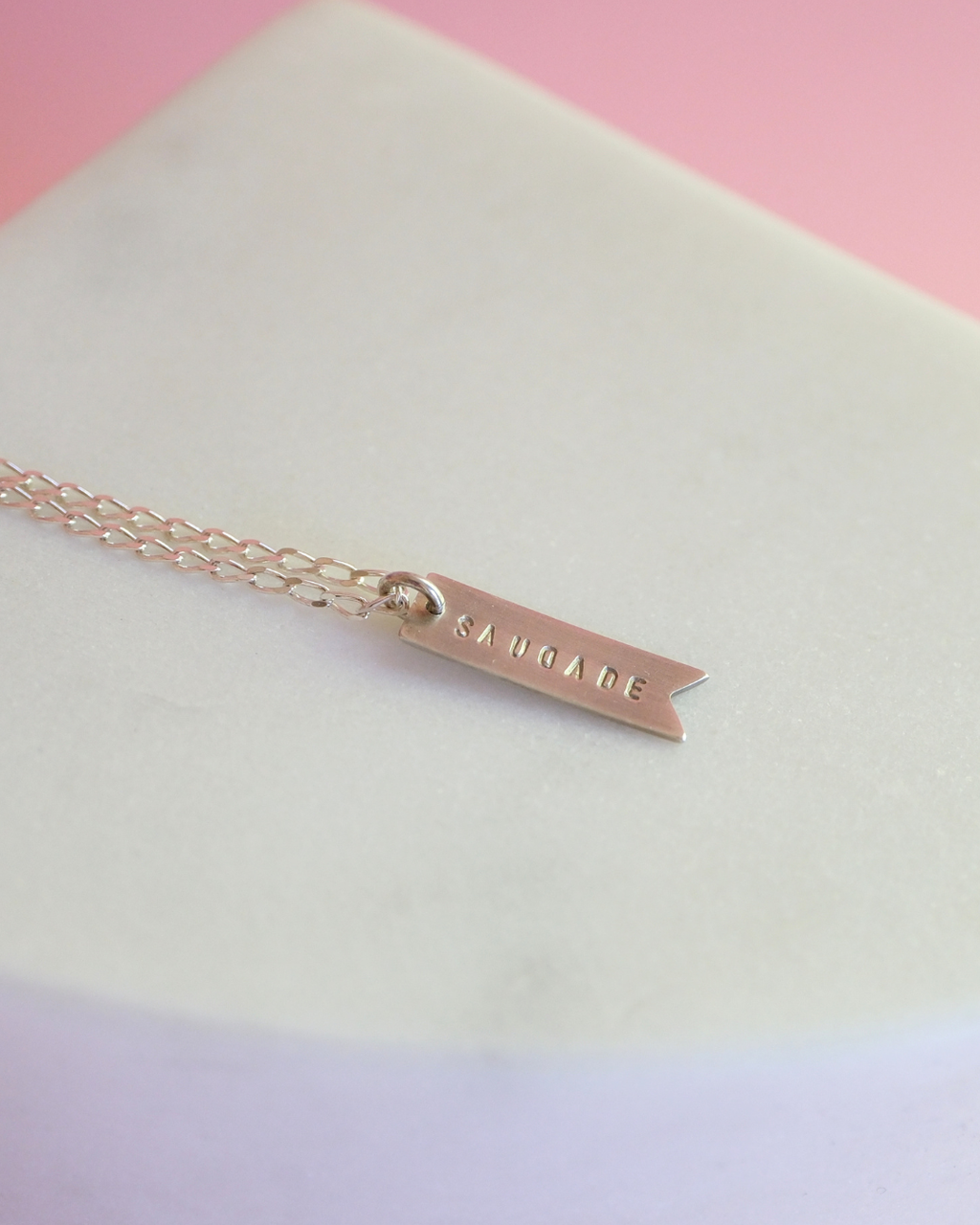 SAMPLE - Pennant Swallow Tail Necklace - Saudade / Silver