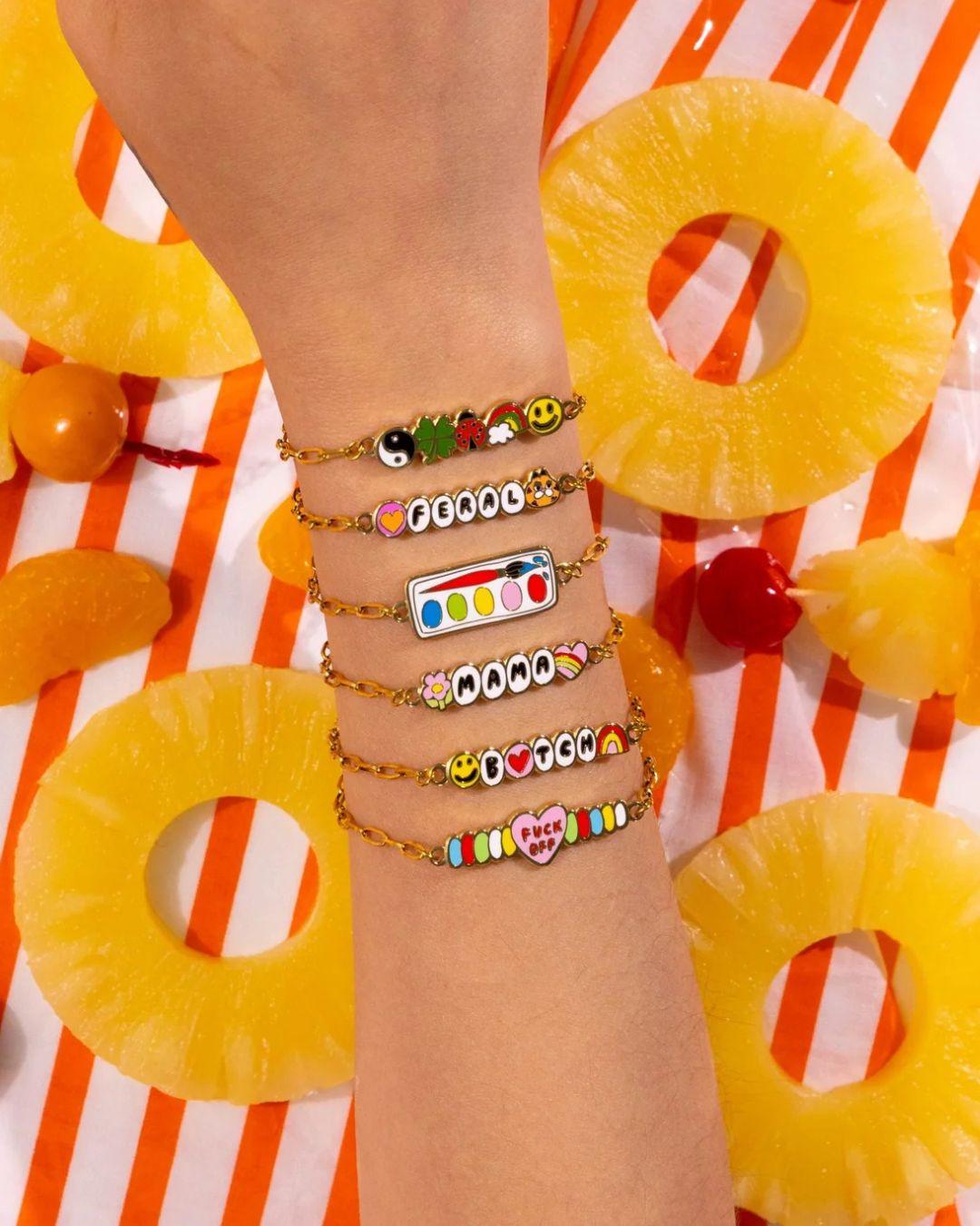 Gold Cloisonné Bracelet - F*ck Off Candy Heart