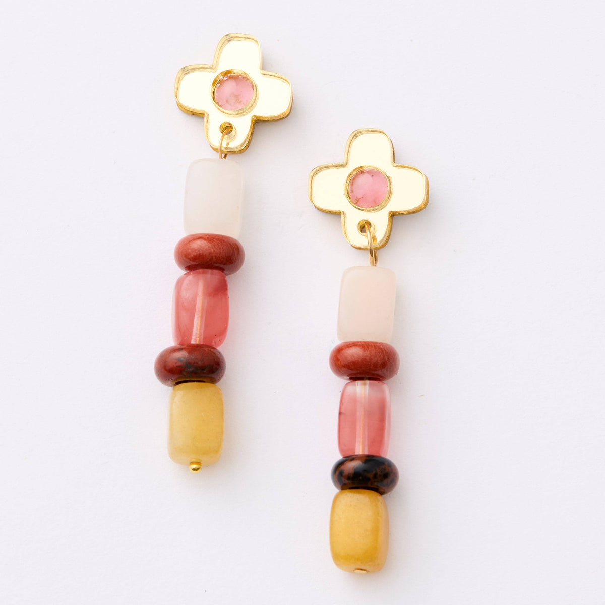 Madeline Flower Beaded Earrings - Gold
