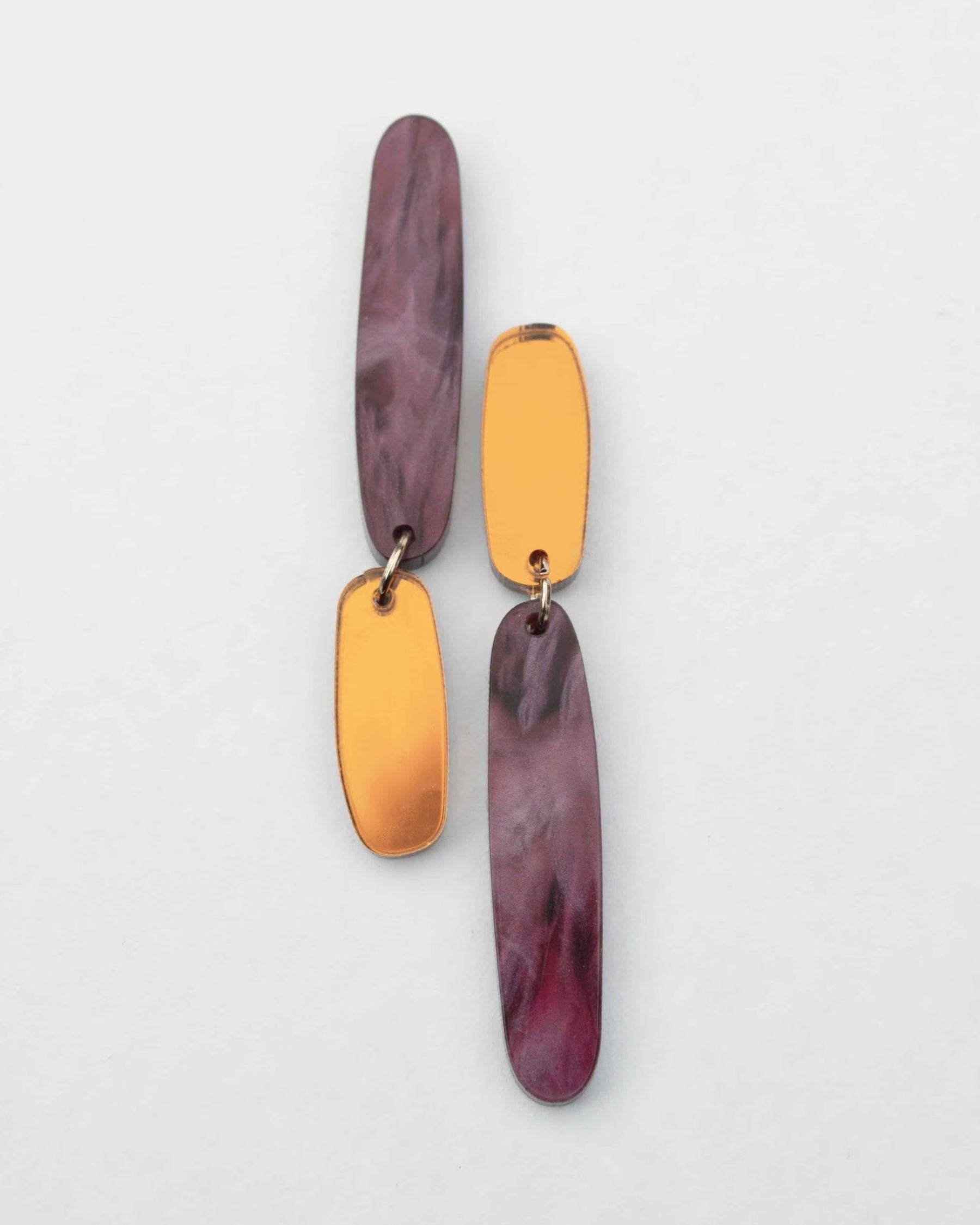 Tango Earrings - Merlot & Orange