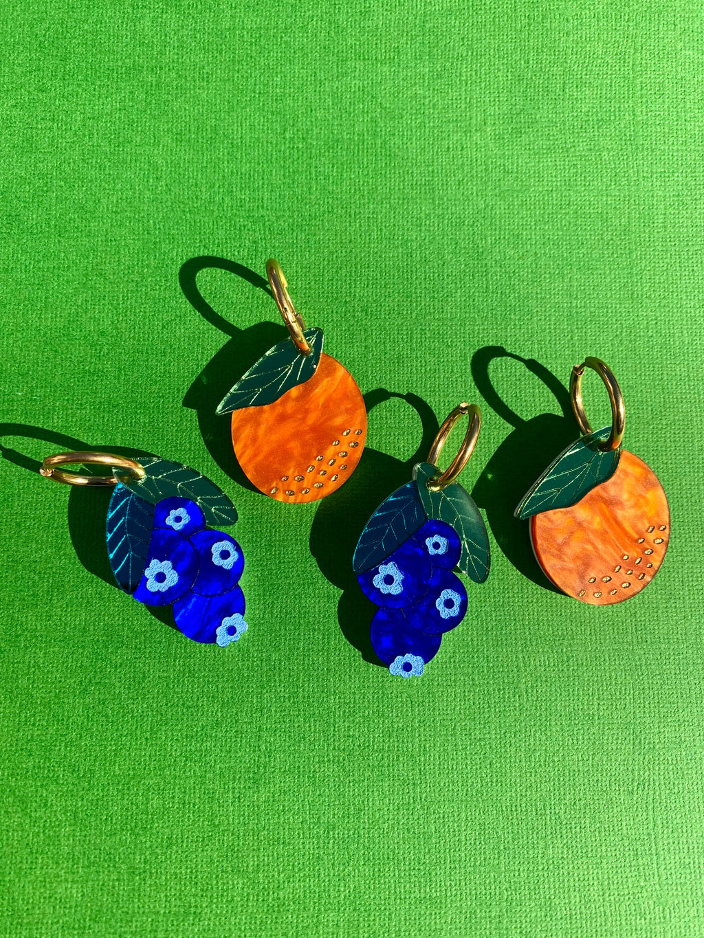 Acrylic Huggie Earrings - Blueberries