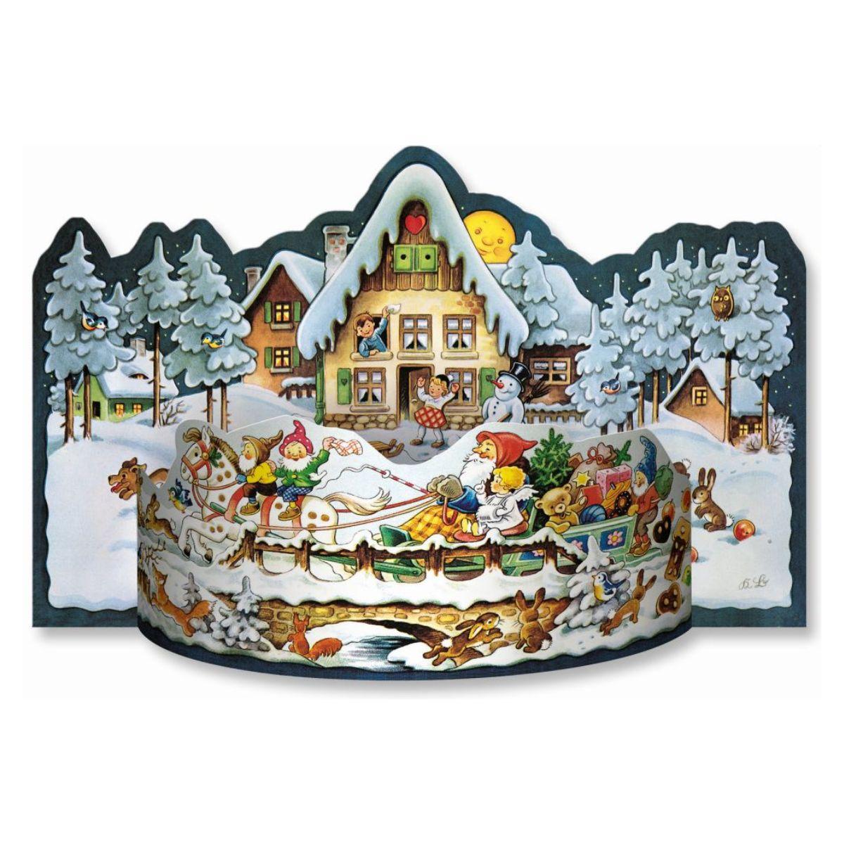 Christmas 3D Vintage Glitter Advent Calendar - Sleigh Ride
