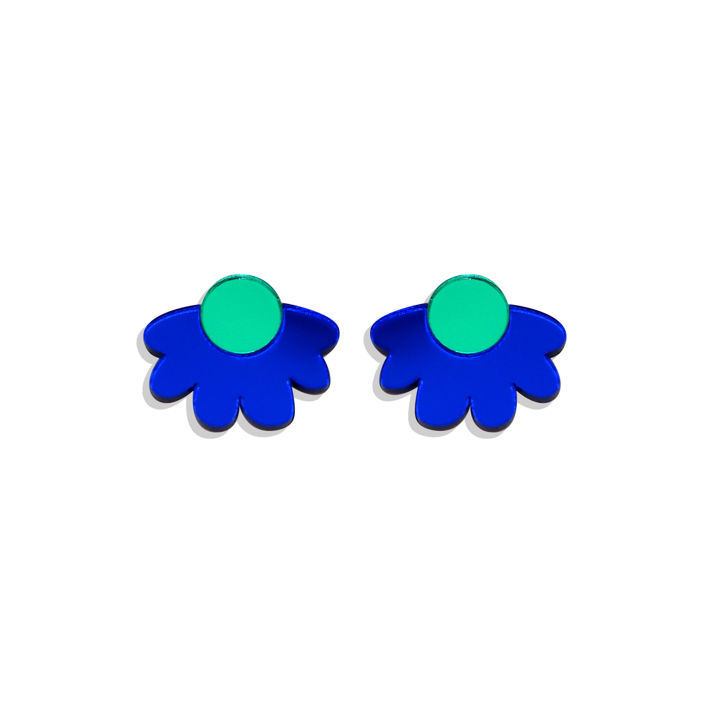 Daisy Earrings - Green and Blue